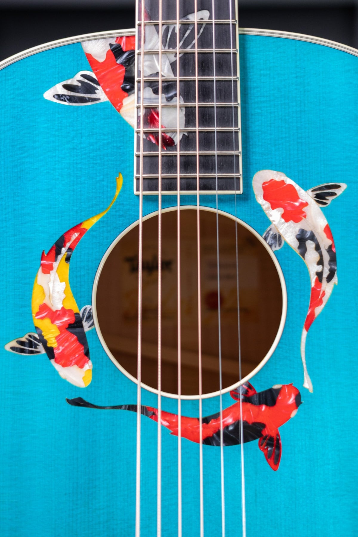 Taylor Custom Shop C17e Koi Fish Grand Pacific Acoustic/Electric Guitar - Living Blue Jewel with Hardshell Case