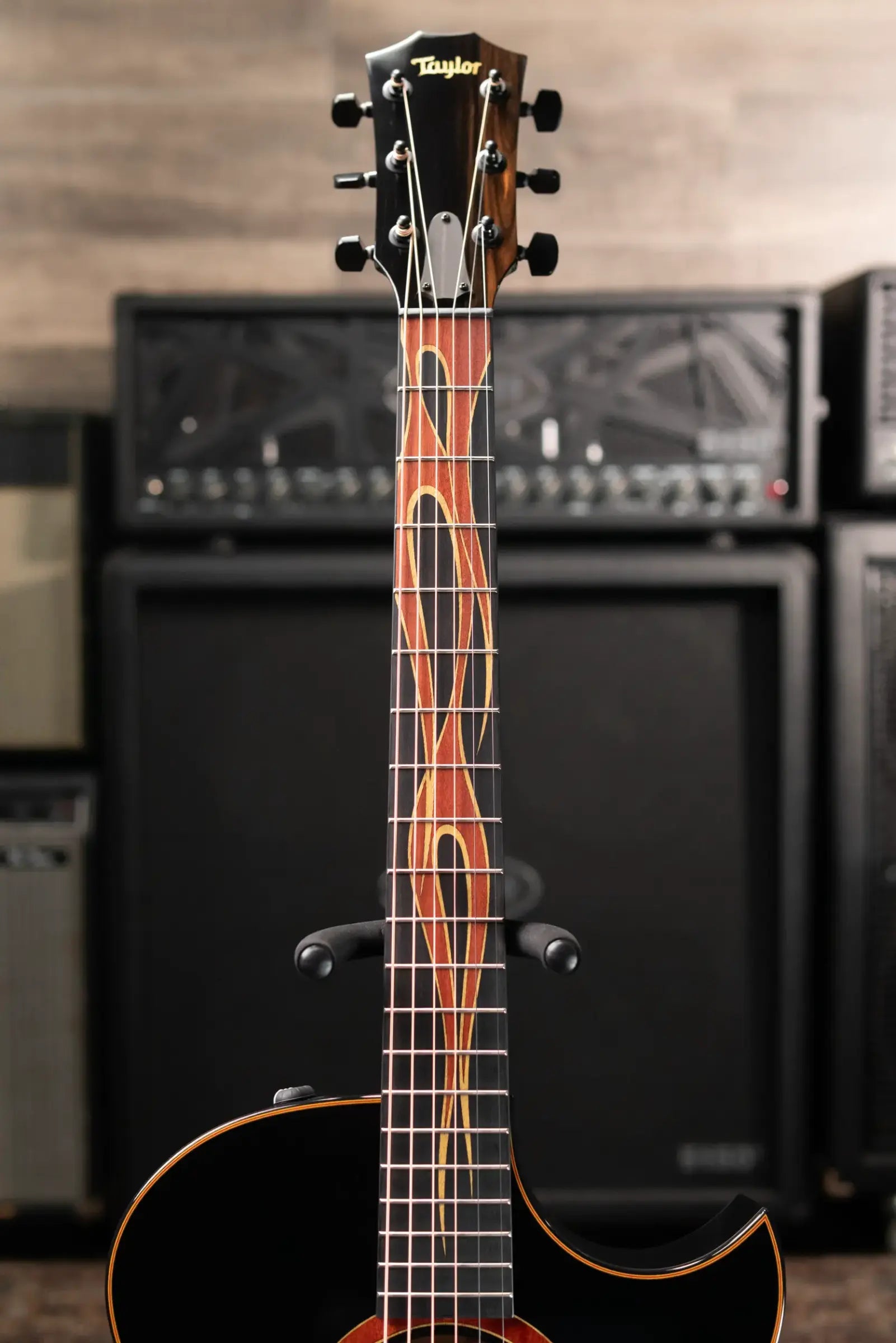 Taylor Custom Shop Grand Auditorium Acoustic/Electric Guitar - Hot Rod Black with Hardshell Case - Factory Demo