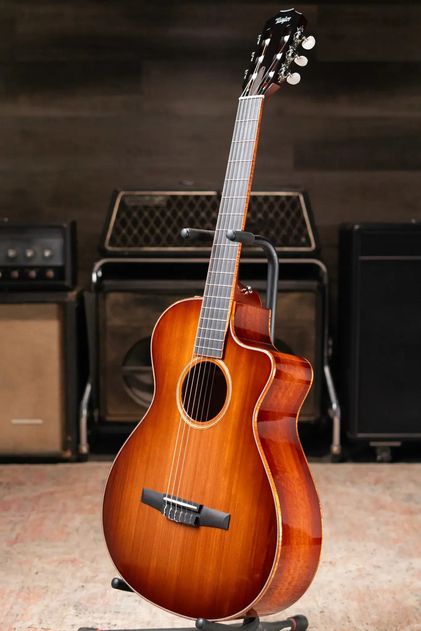 Taylor Custom Grand Concert Nylon #12941 Sinker Redwood/Figured Ironbark Acoustic/Electric Guitar with Hardshell Case