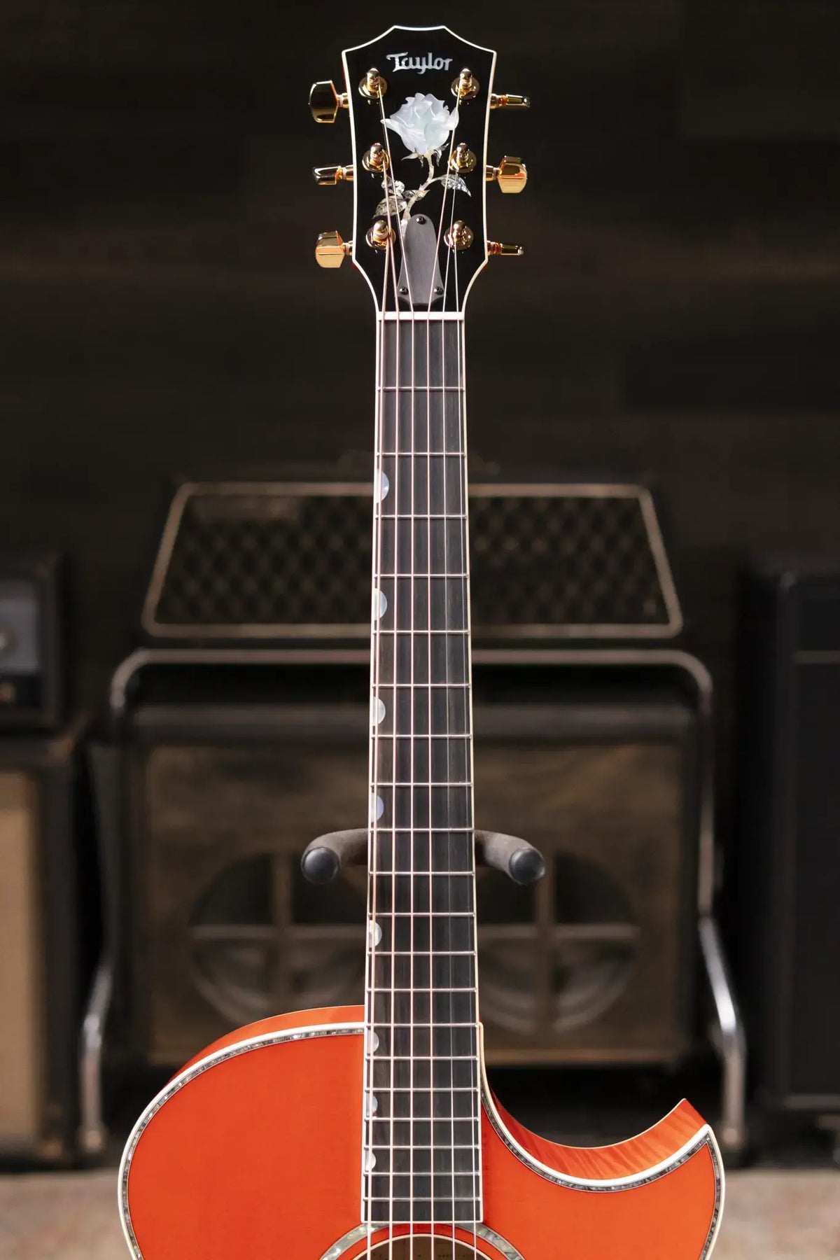 Taylor Doyle Dykes Signature Model Grand Auditorium Acoustic/Electric Guitar - Translucent Orange with Aerocase - Demo