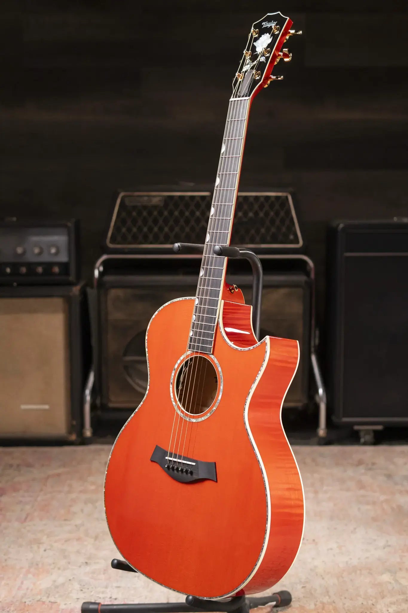 Taylor Doyle Dykes Signature Model Grand Auditorium Acoustic/Electric Guitar - Translucent Orange with Aerocase