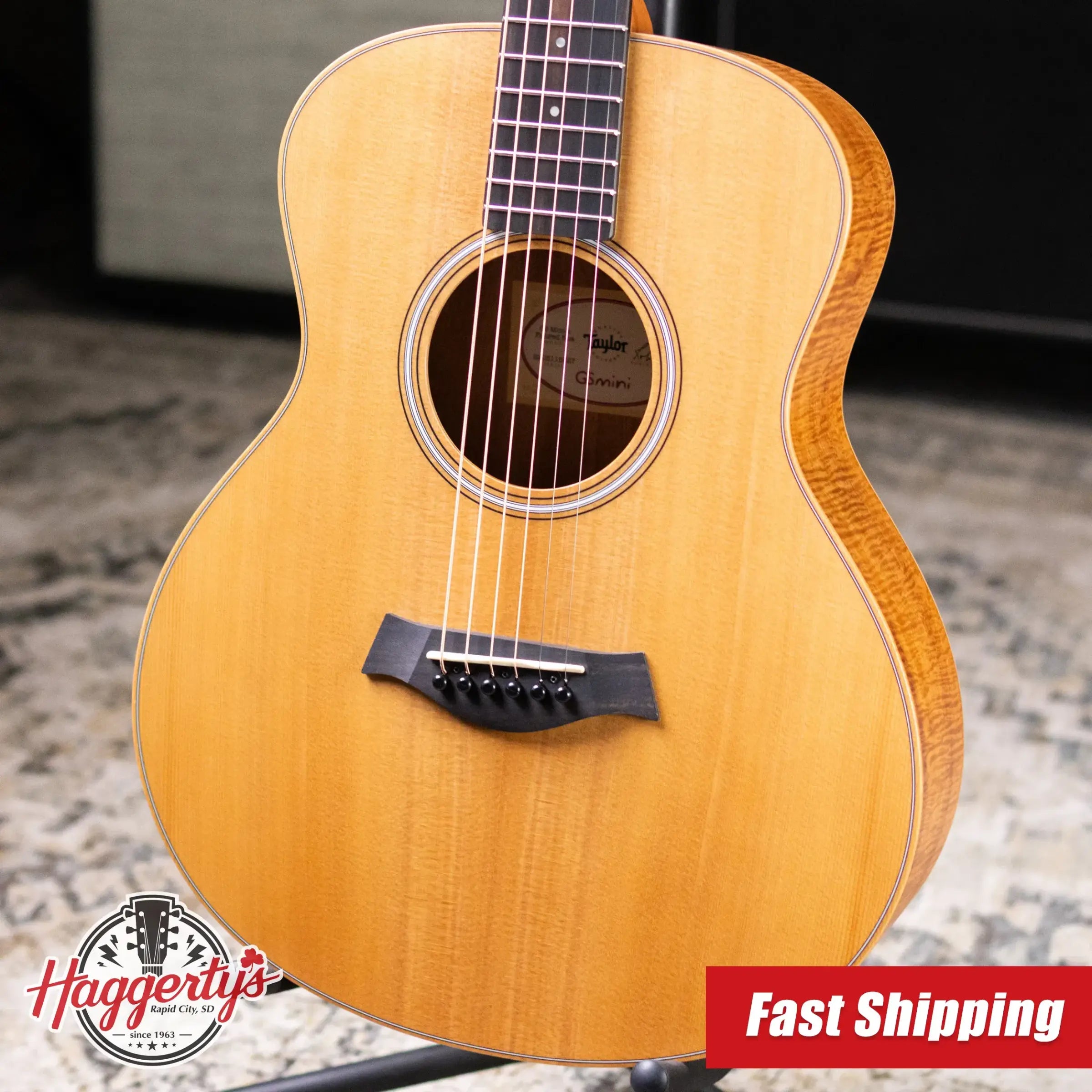 Taylor GS Mini-e Acoustic/Electric Guitar - Figured Koa with GS Mini Hard Bag