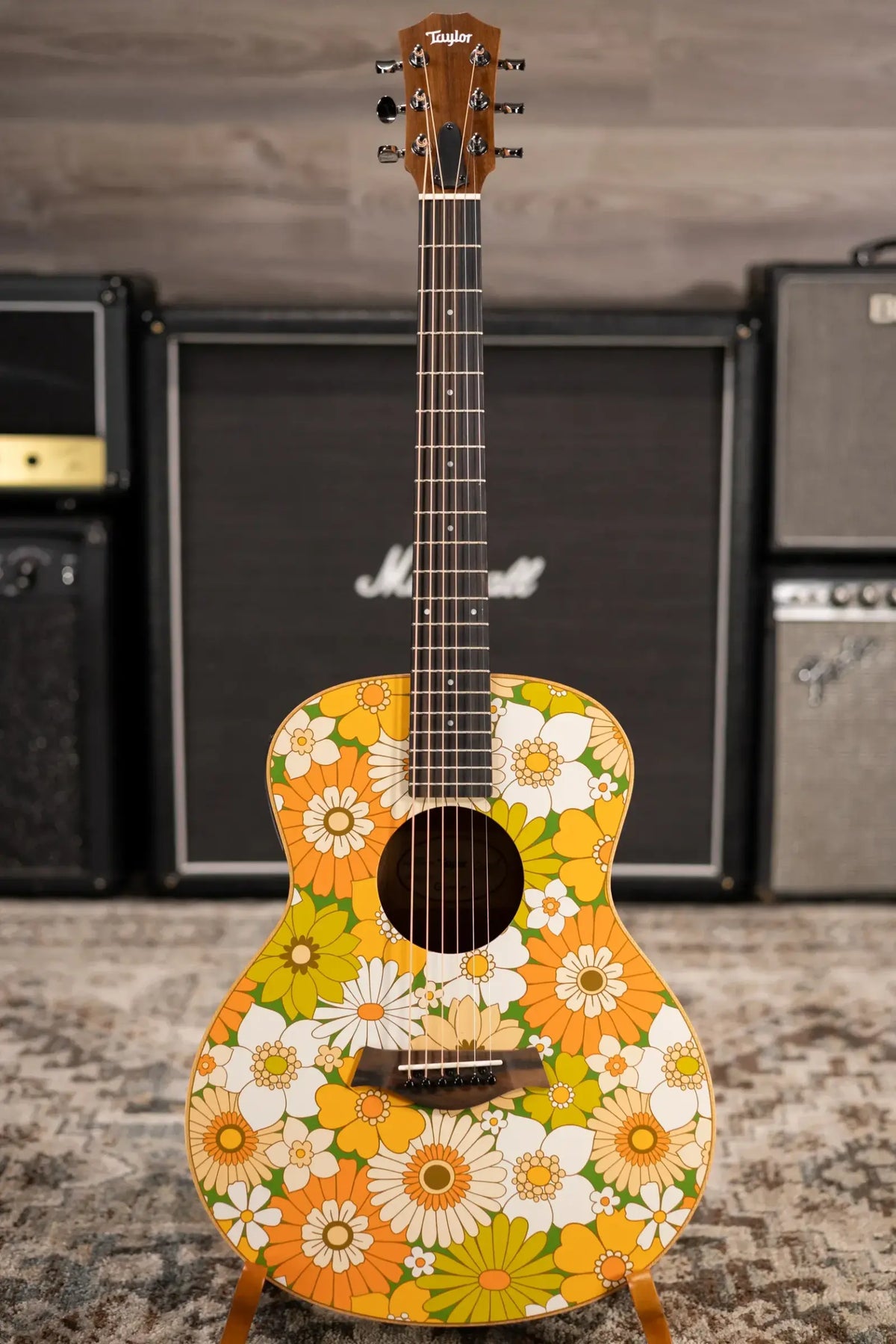 Taylor GS Mini-e Special Edition Acoustic/Electric Guitar - Floral Green with GS Mini Hard Bag