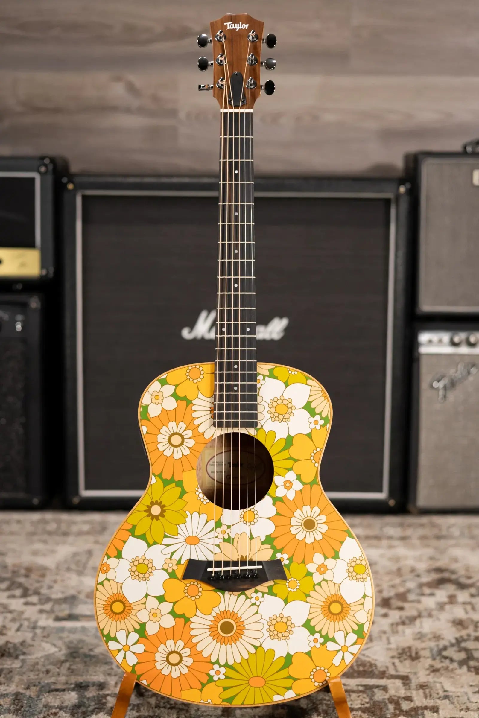 Taylor GS Mini-e Special Edition Acoustic/Electric Guitar - Floral Green with GS Mini Hard Bag