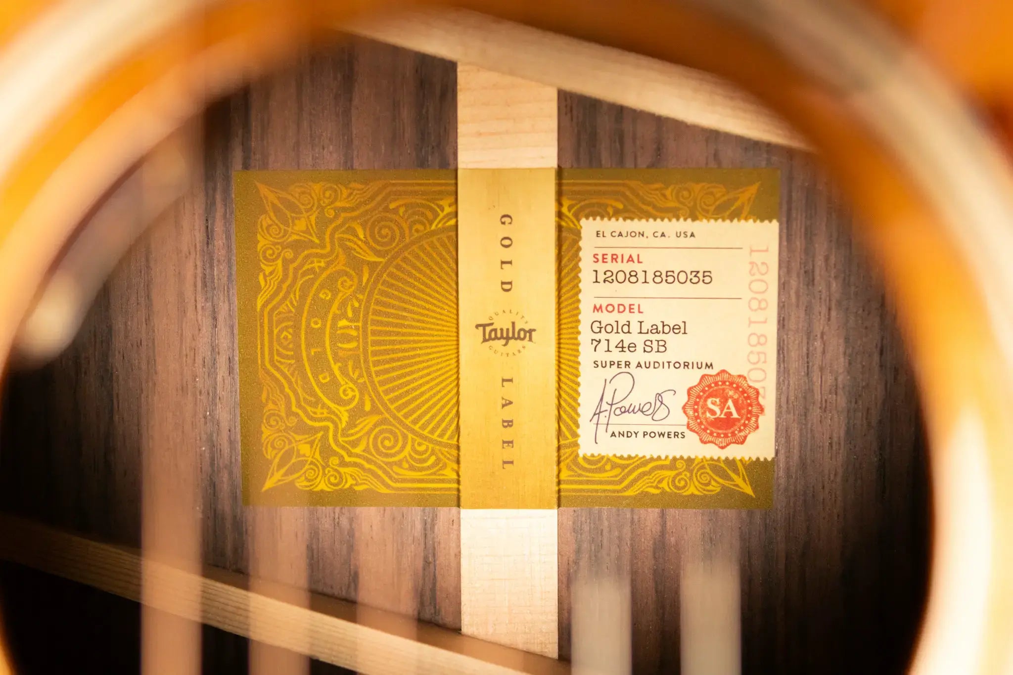 Taylor Gold Label 714e SB Super Auditorium Acoustic/Electric Guitar - Sunburst with Firestripe Pickguard and Hardshell Case