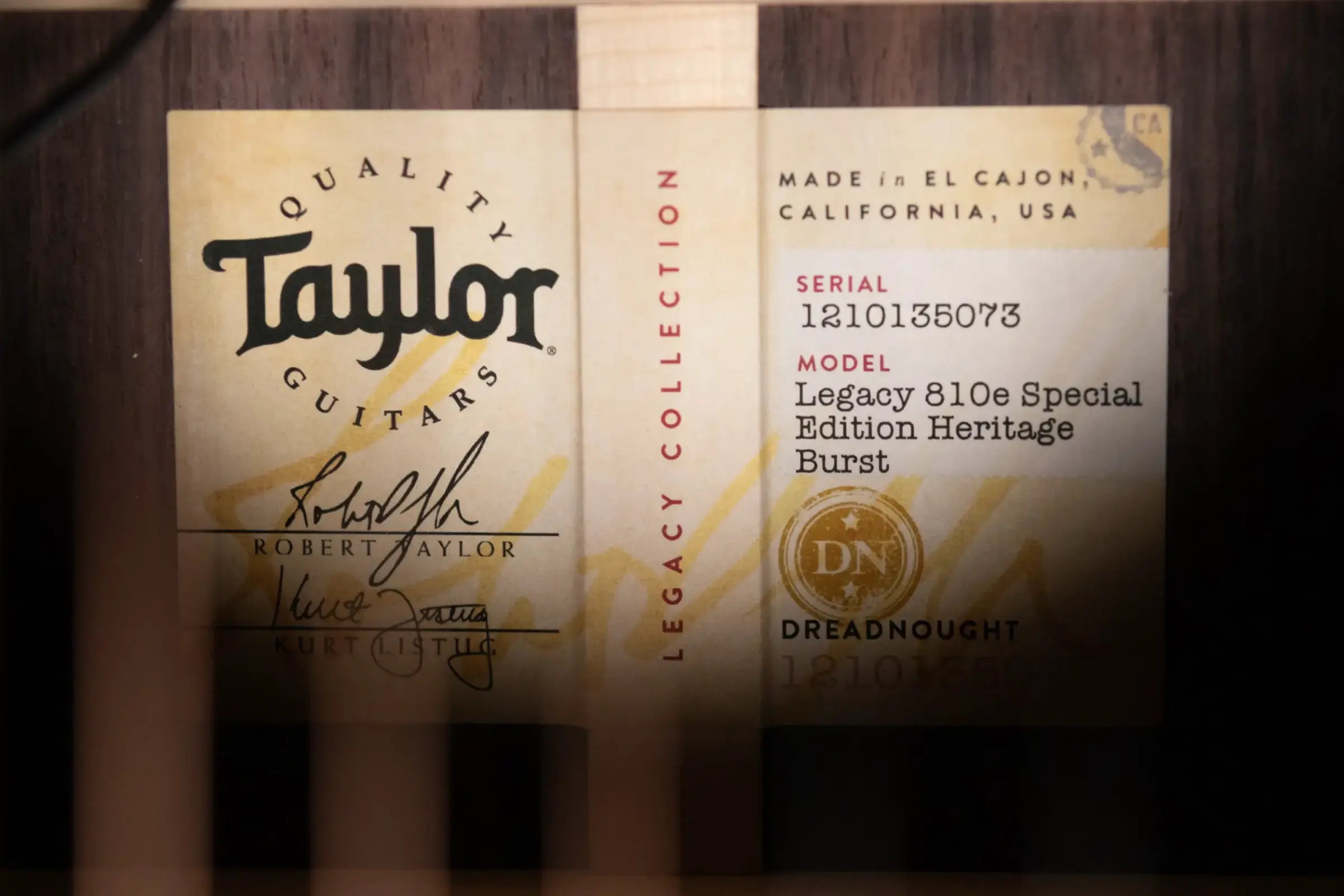 Taylor Legacy 810e Special Edition Dreadnought Acoustic/Electric Guitar - Heritage Burst with Hardshell Case