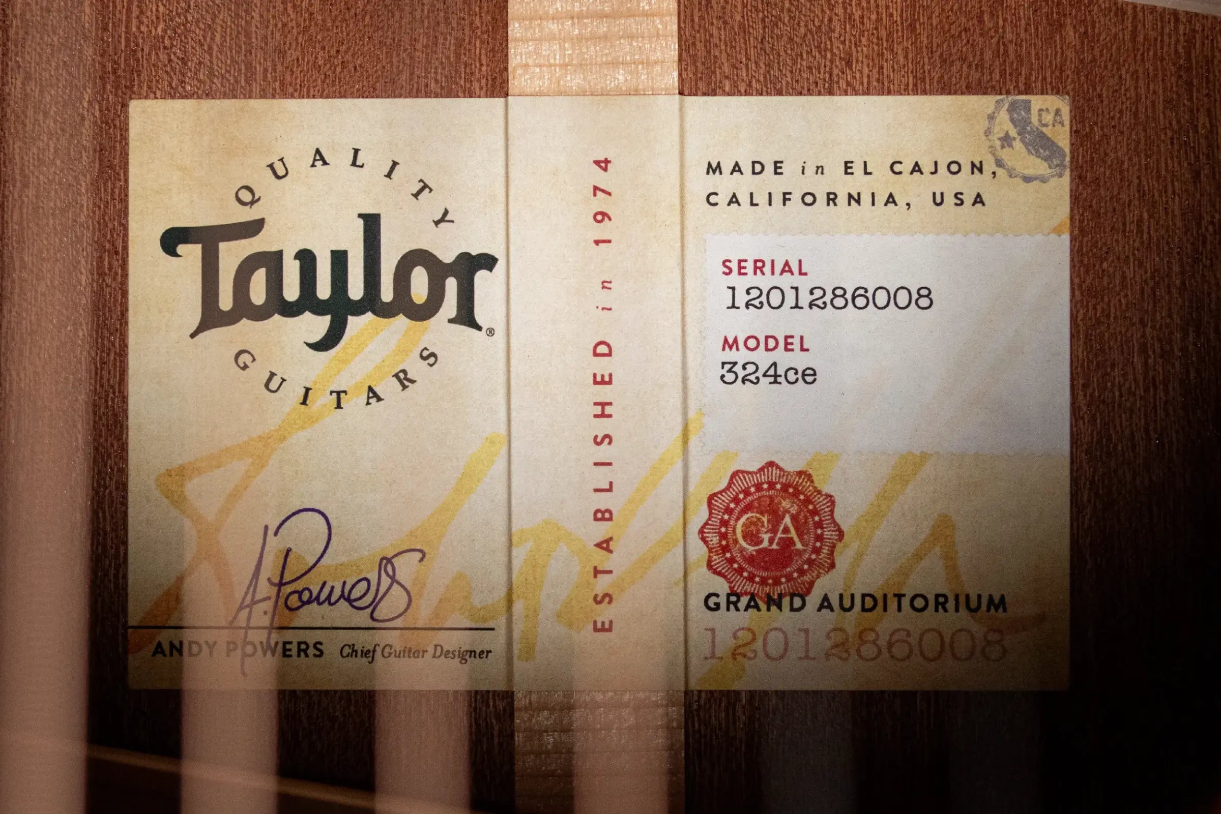 Taylor Next Generation 324ce Grand Auditorium Acoustic/Electric Guitar with Hardshell Case - Factory Demo