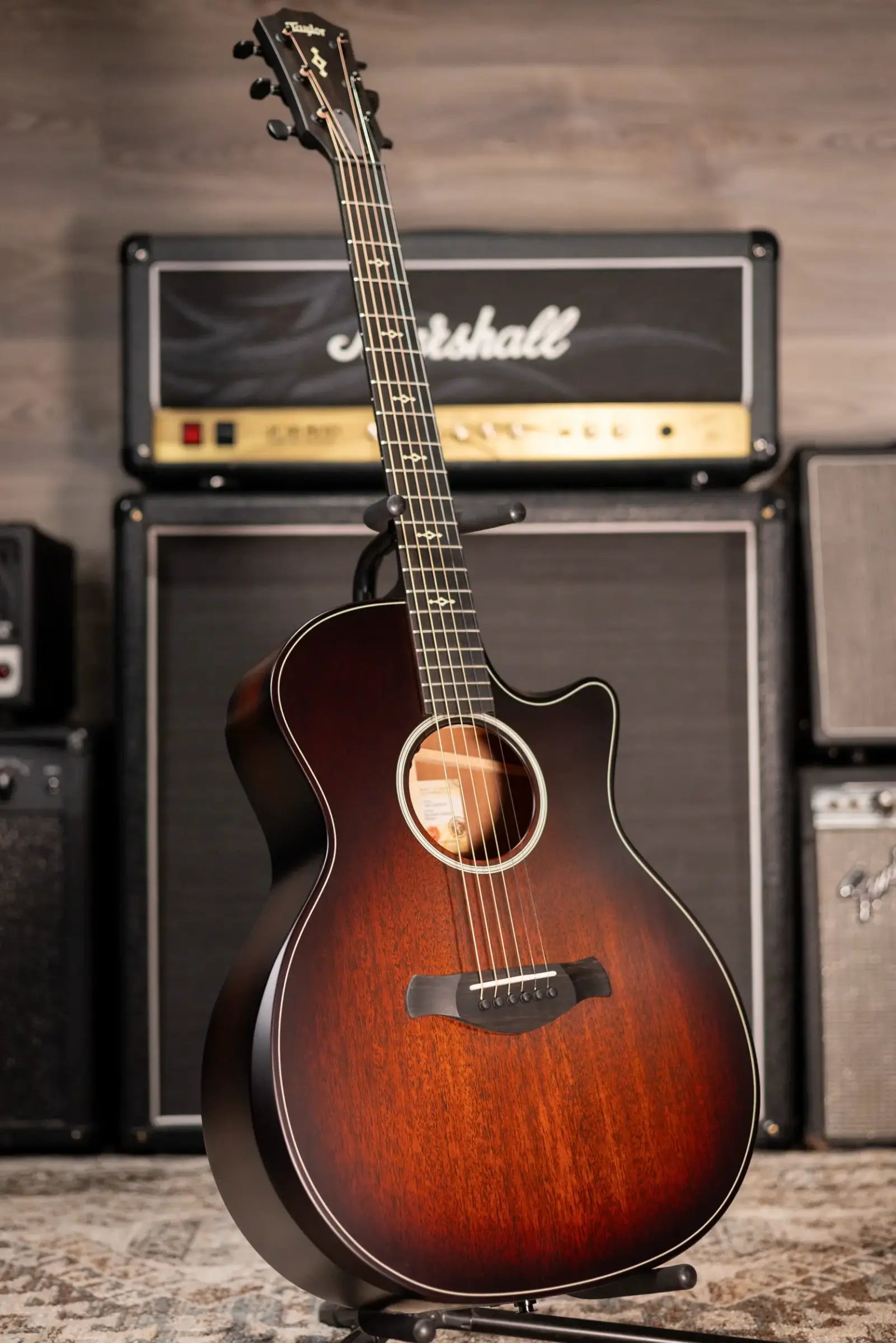 Taylor Next Generation Builder's Edition 324ce Grand Auditorium Acoustic/Electric Guitar - Tobacco Kona Burst with Hardshell Case