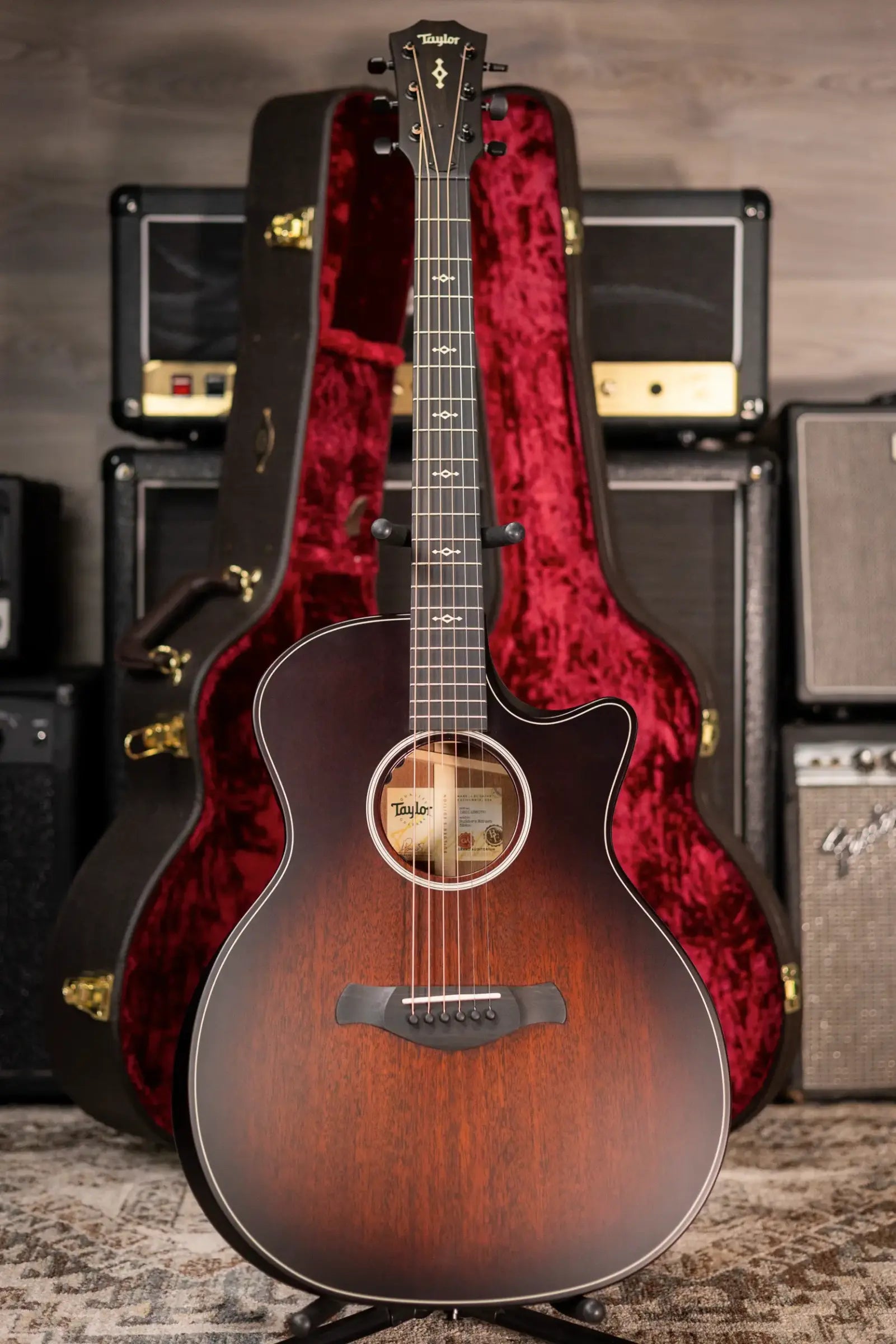 Taylor Next Generation Builder's Edition 324ce Grand Auditorium Acoustic/Electric Guitar - Tobacco Kona Burst with Hardshell Case