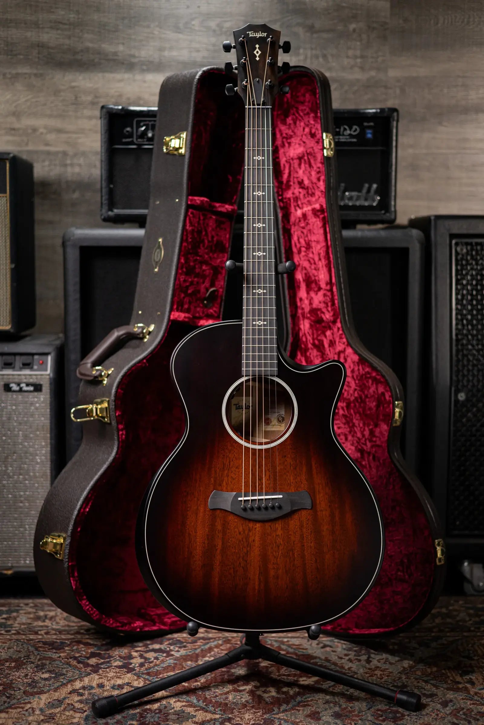 Taylor Next Generation Builder's Edition 324ce Grand Auditorium Acoustic/Electric Guitar - Tobacco Kona Burst with Hardshell Case