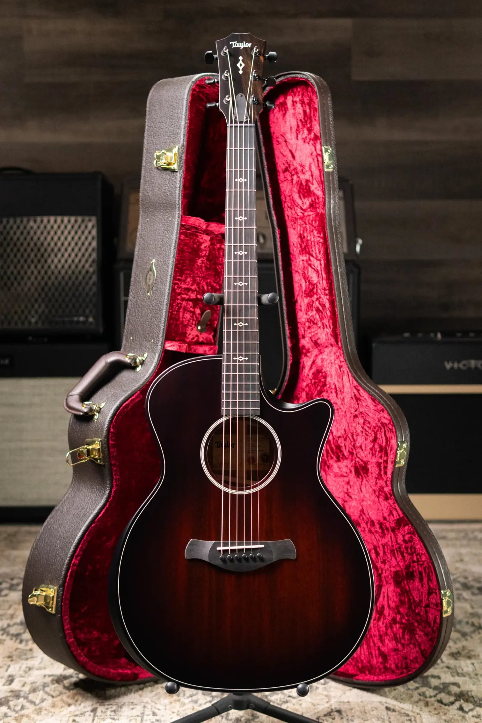 Taylor Next Generation Builder's Edition 324ce Grand Auditorium Acoustic/Electric Guitar - Tobacco Kona Burst with Hardshell Case