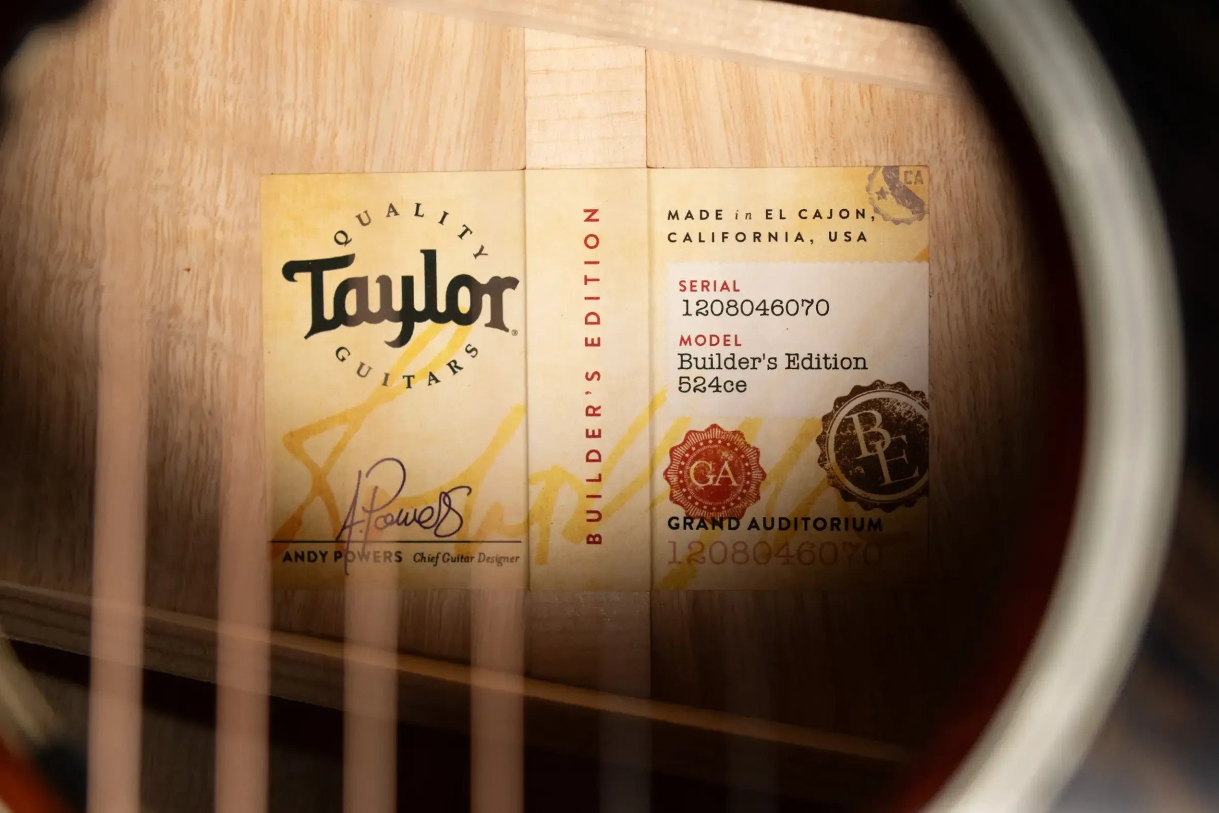 Taylor Next Generation Builder's Edition 524ce Grand Auditorium Acoustic/Electric Guitar with Hardshell Case