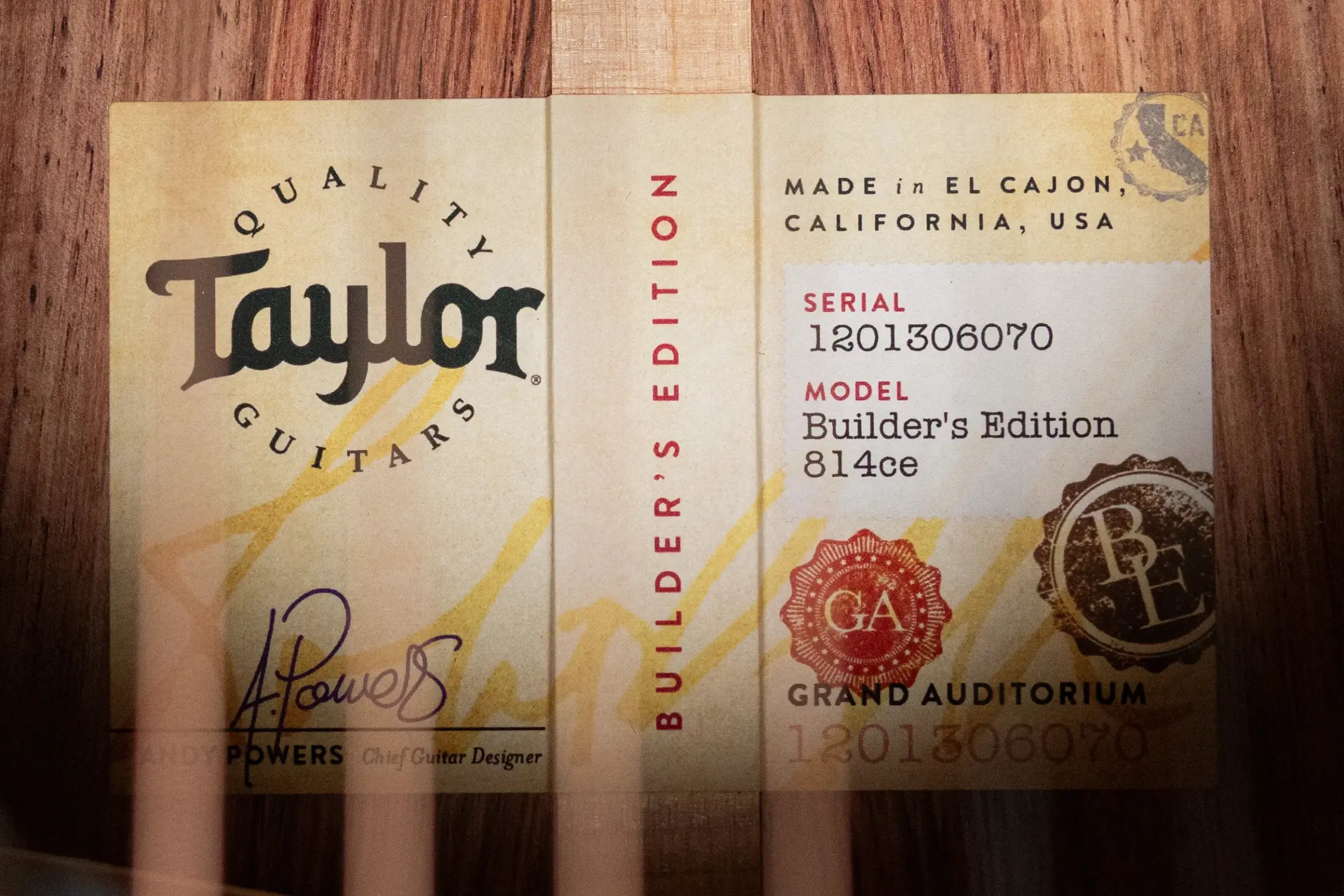 Taylor Next Generation Builder's Edition 814ce Grand Auditorium Acoustic/Electric Guitar - Adirondack/Honduran Rosewood with Hardshell Case