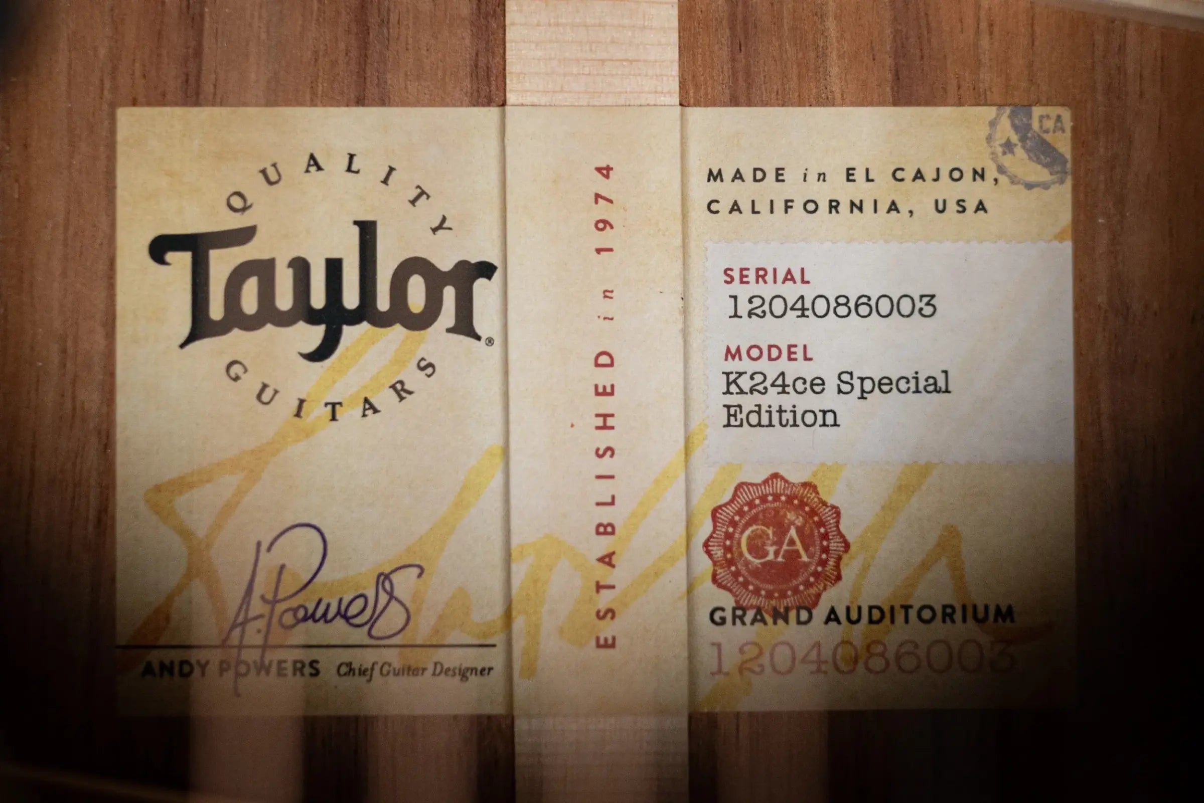 Taylor Next Generation K24ce Special Edition Grand Auditorium Acoustic/Electric Guitar with Hardshell Case