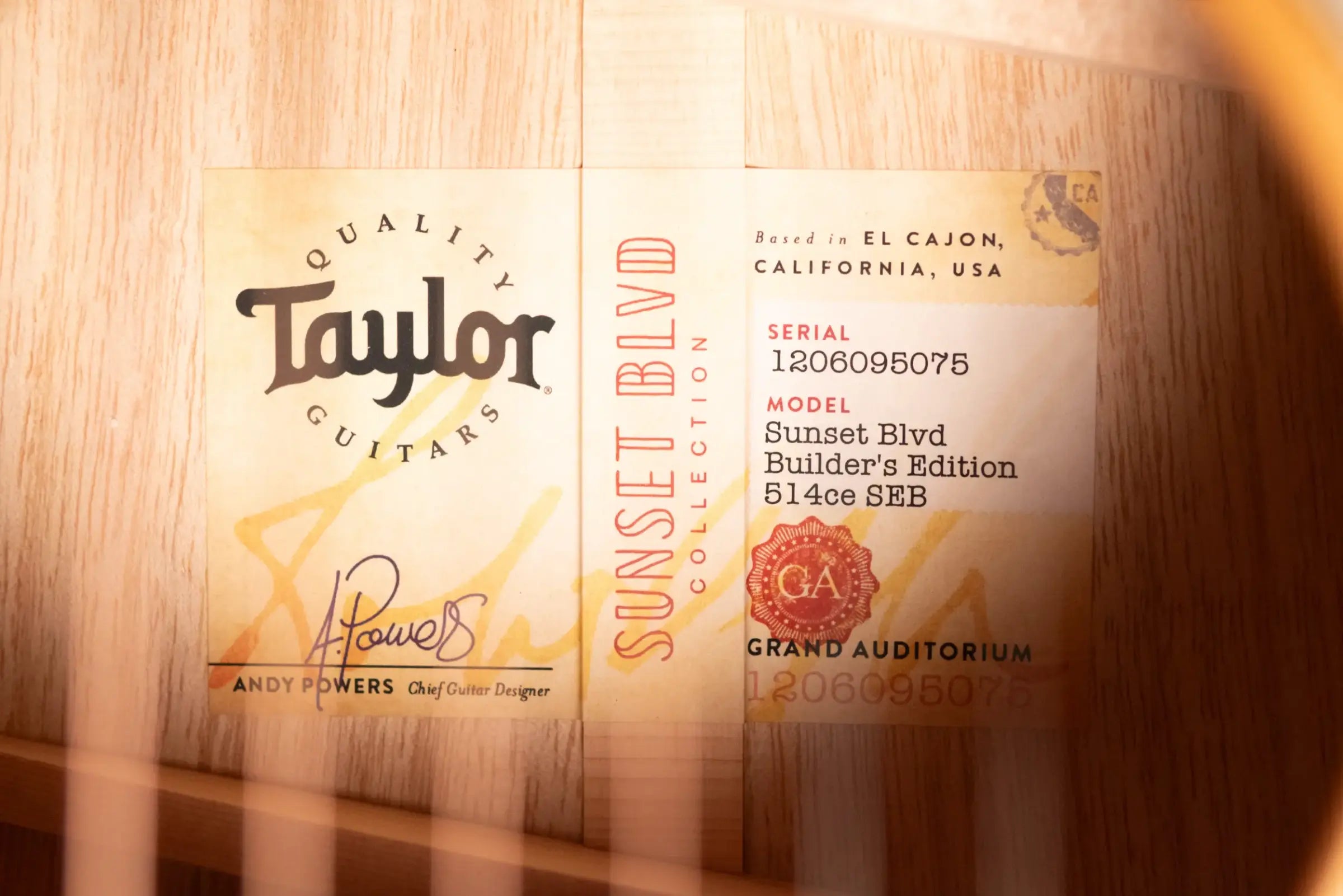 Taylor Prototype Sunset Boulevard Builder's Edition 514ce Grand Auditorium Acoustic/Electric Guitar - Shaded Edge Burst with Hardshell Case