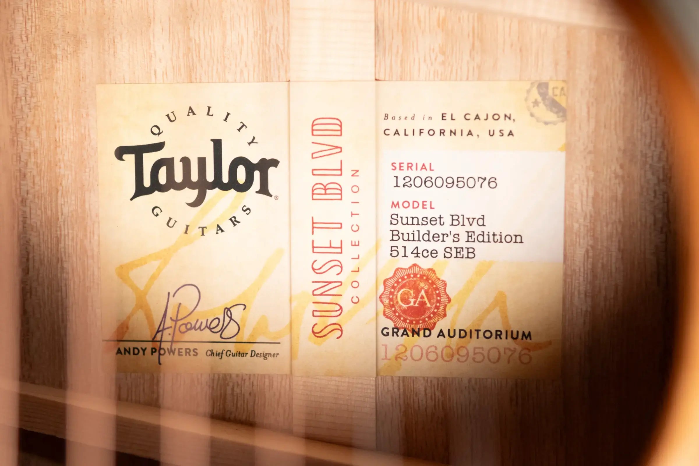 Taylor Prototype Sunset Boulevard Builder's Edition 514ce Grand Auditorium Acoustic/Electric Guitar - Shaded Edge Burst with Hardshell Case