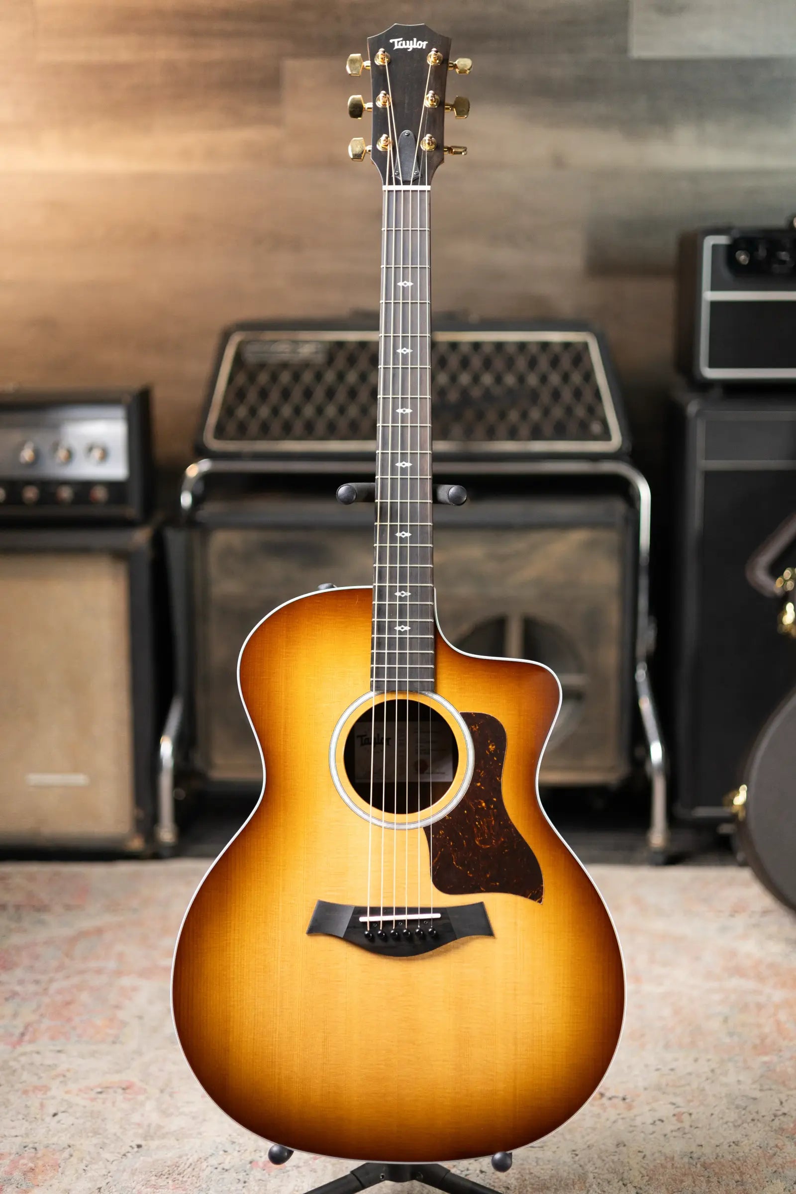 Taylor Sunset Blvd 214ce DLX Grand Auditorium Acoustic/Electric Guitar - Shaded Edge Burst with Hardshell Case - Factory Demo