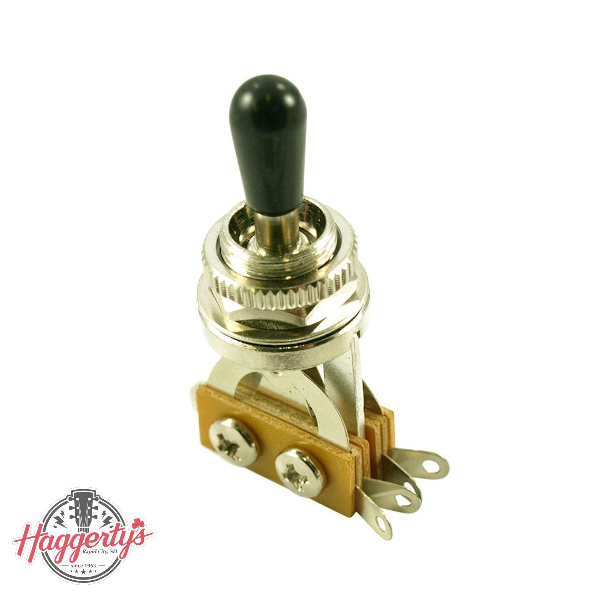 WD 3 Position Toggle Switch For Les Paul Guitars 2 Pickup Chrome with Black Plastic Tip