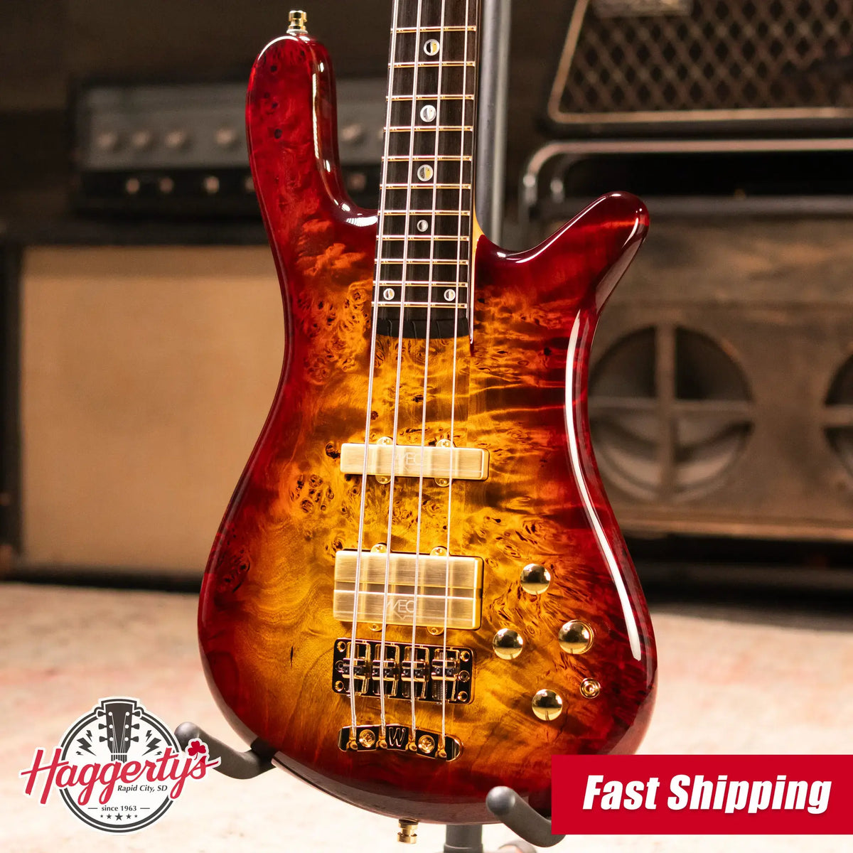 Warwick Limited Edition Masterbuilt Streamer Stage II NT Bass - Bleached Honey Sunset Burst with Gig Bag