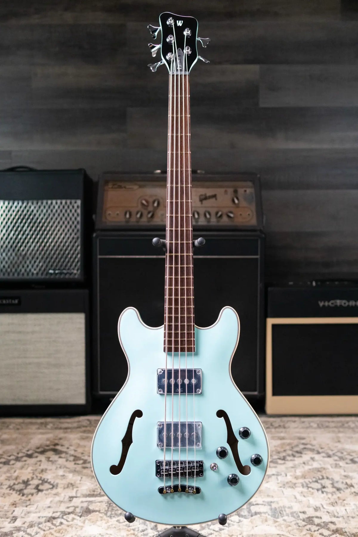 Warwick RockBass 5-String Star Bass - Solid Daphne Blue High Polish with Gig Bag