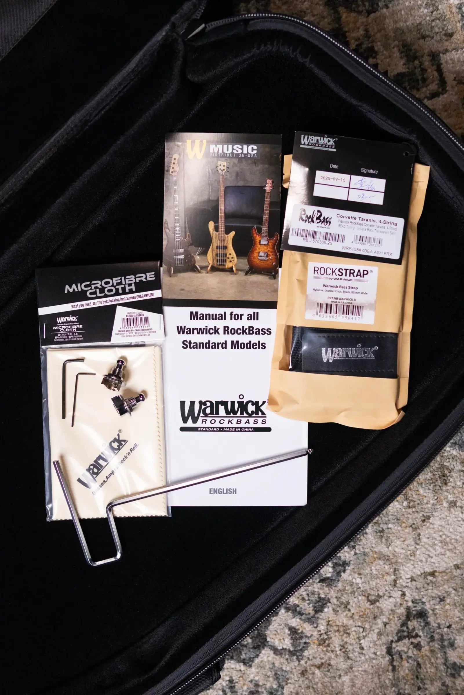 Warwick RockBass Corvette Taranis Electric Bass, BEAD Tuning - Nirvana Black Transparent Satin with Gig Bag