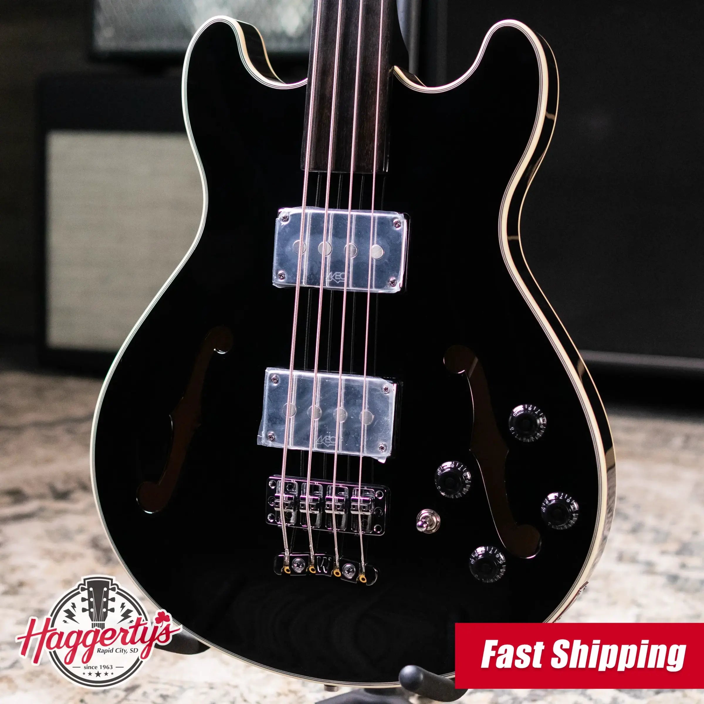 Warwick RockBass Fretless 4-String Star Bass - Solid Black High Polish with Gig Bag