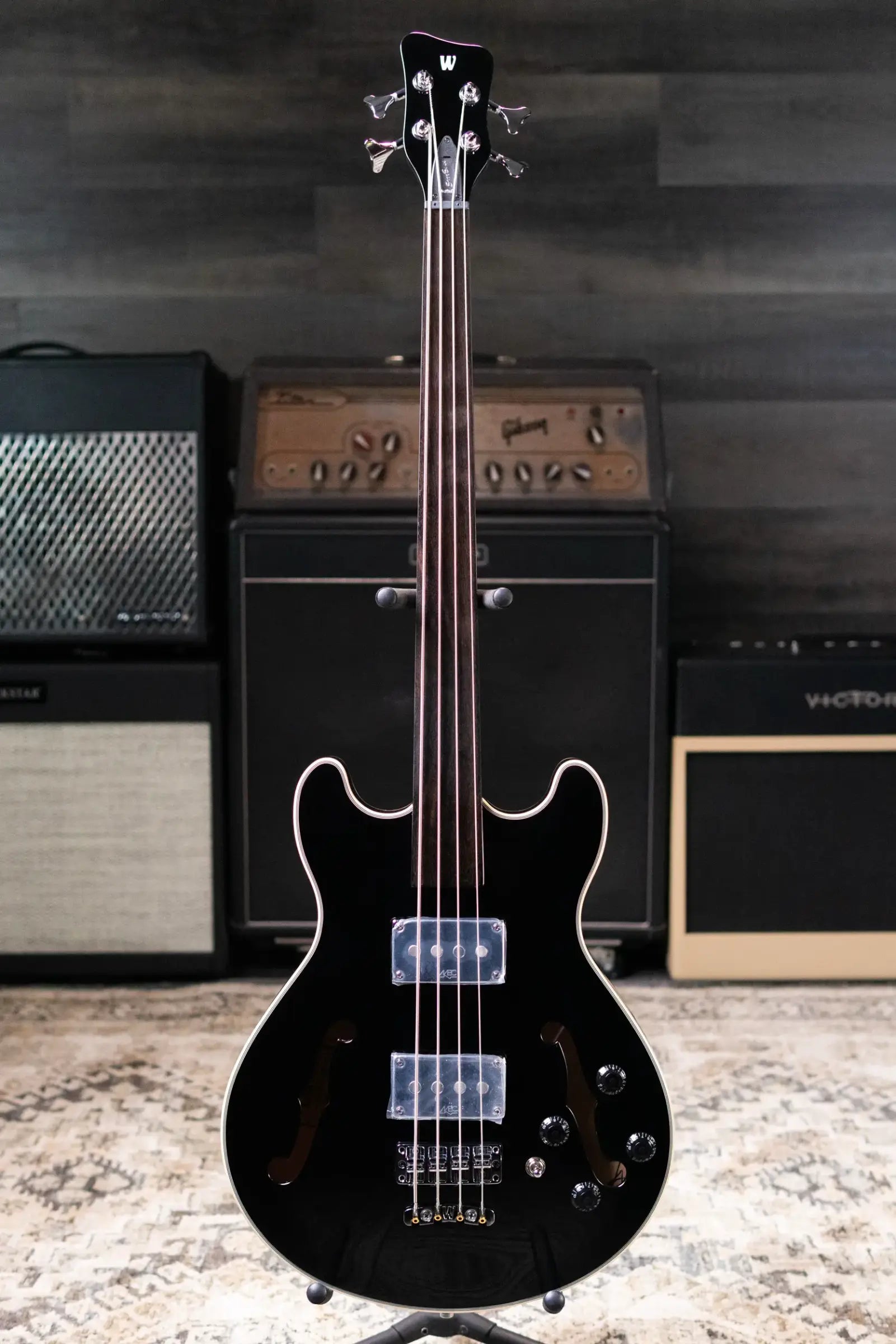 Warwick RockBass Fretless 4-String Star Bass - Solid Black High Polish with Gig Bag