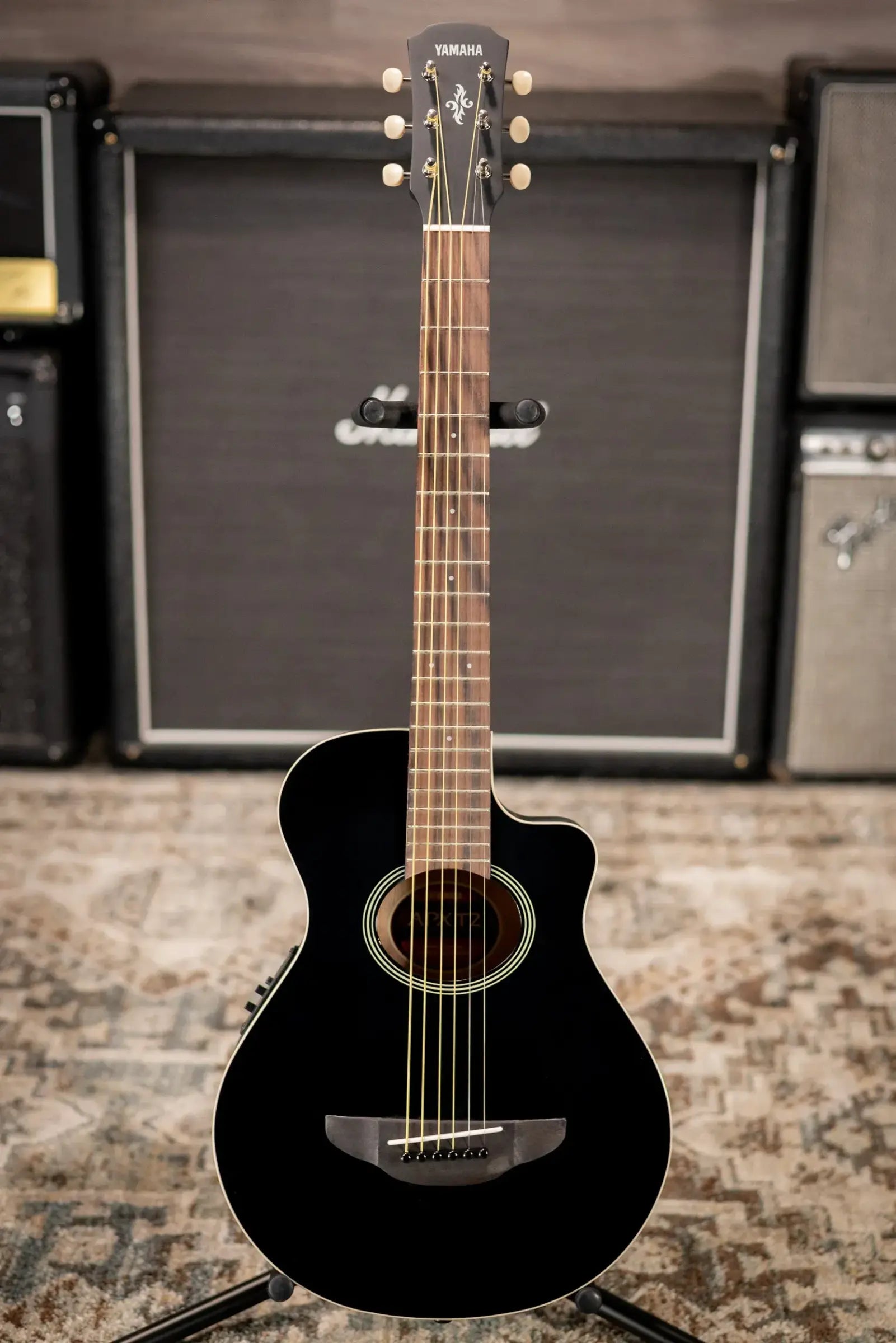 Yamaha APXT2 3/4-Size Thin-Line Cutaway Acoustic/Electric Guitar - Black with Gig Bag