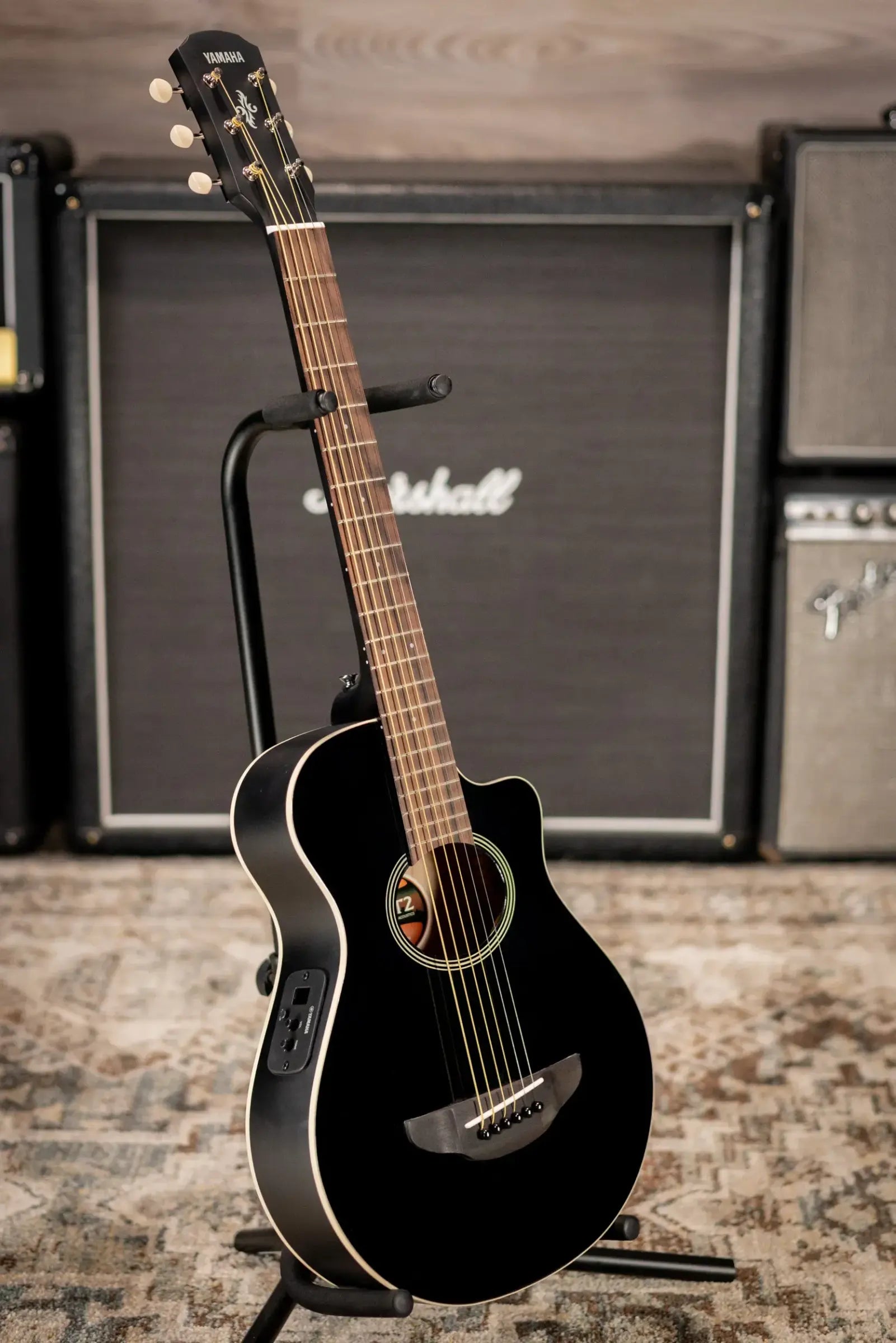 Yamaha APXT2 3/4-Size Thin-Line Cutaway Acoustic/Electric Guitar - Black with Gig Bag