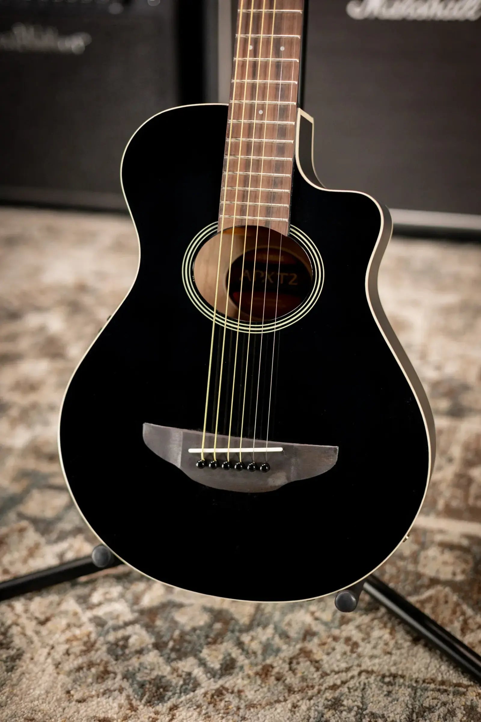 Yamaha APXT2 3/4-Size Thin-Line Cutaway Acoustic/Electric Guitar - Black with Gig Bag