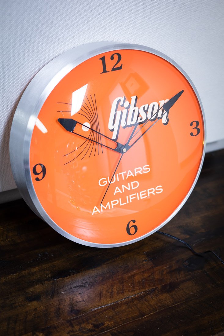 Gibson Vintage Lighted Wall Clock / Kalamazoo Orange