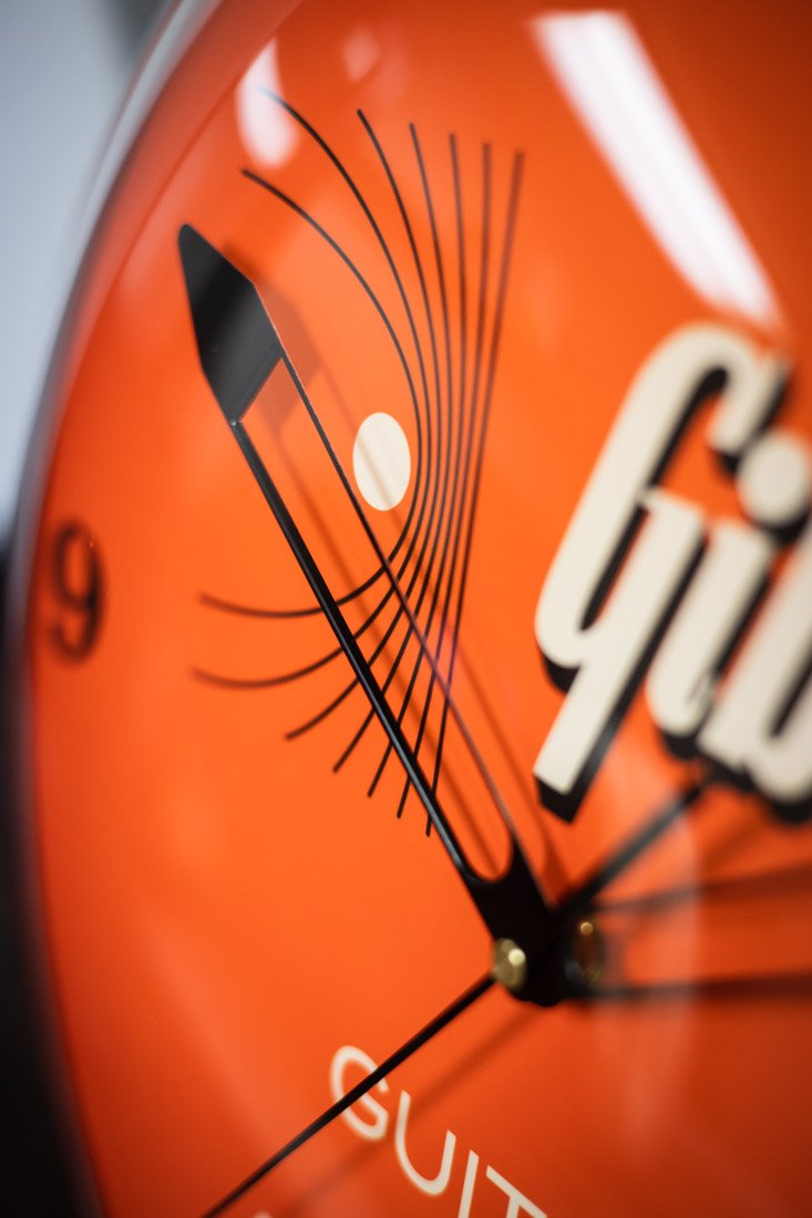 Gibson Vintage Lighted Wall Clock / Kalamazoo Orange