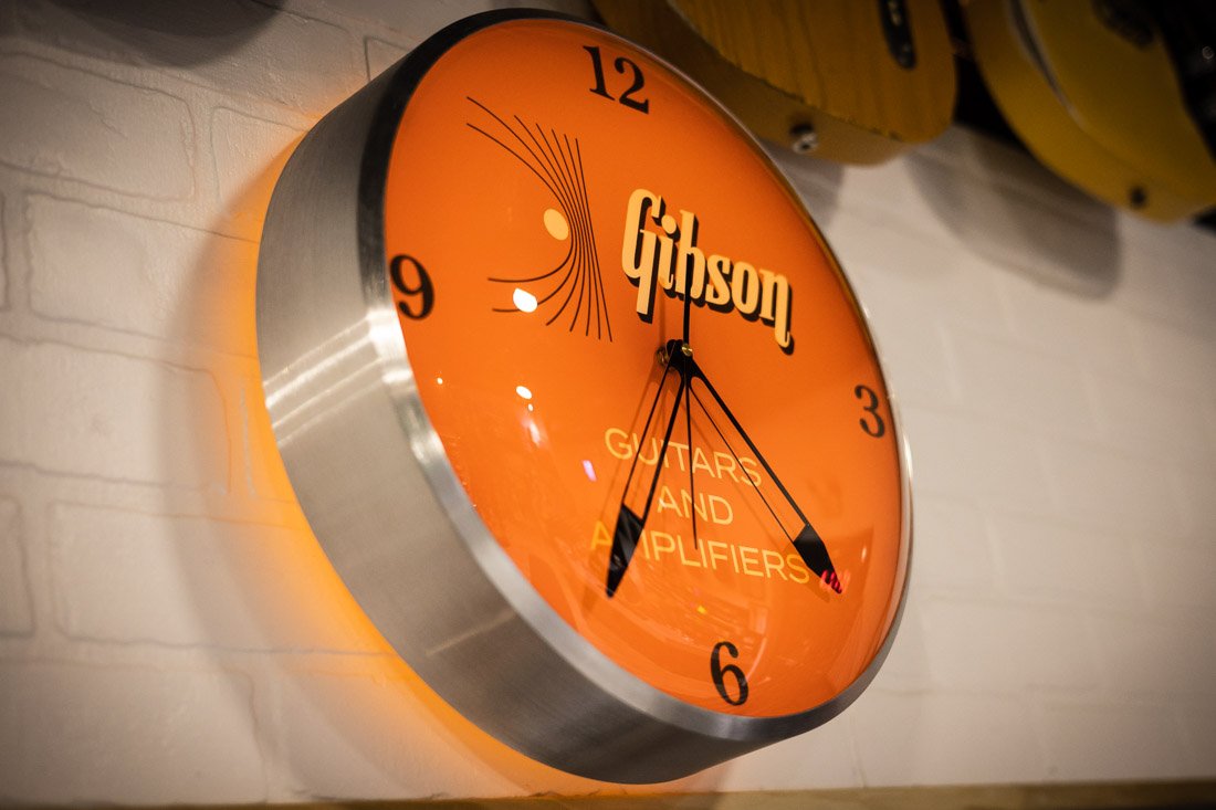 Gibson Vintage Lighted Wall Clock / Kalamazoo Orange