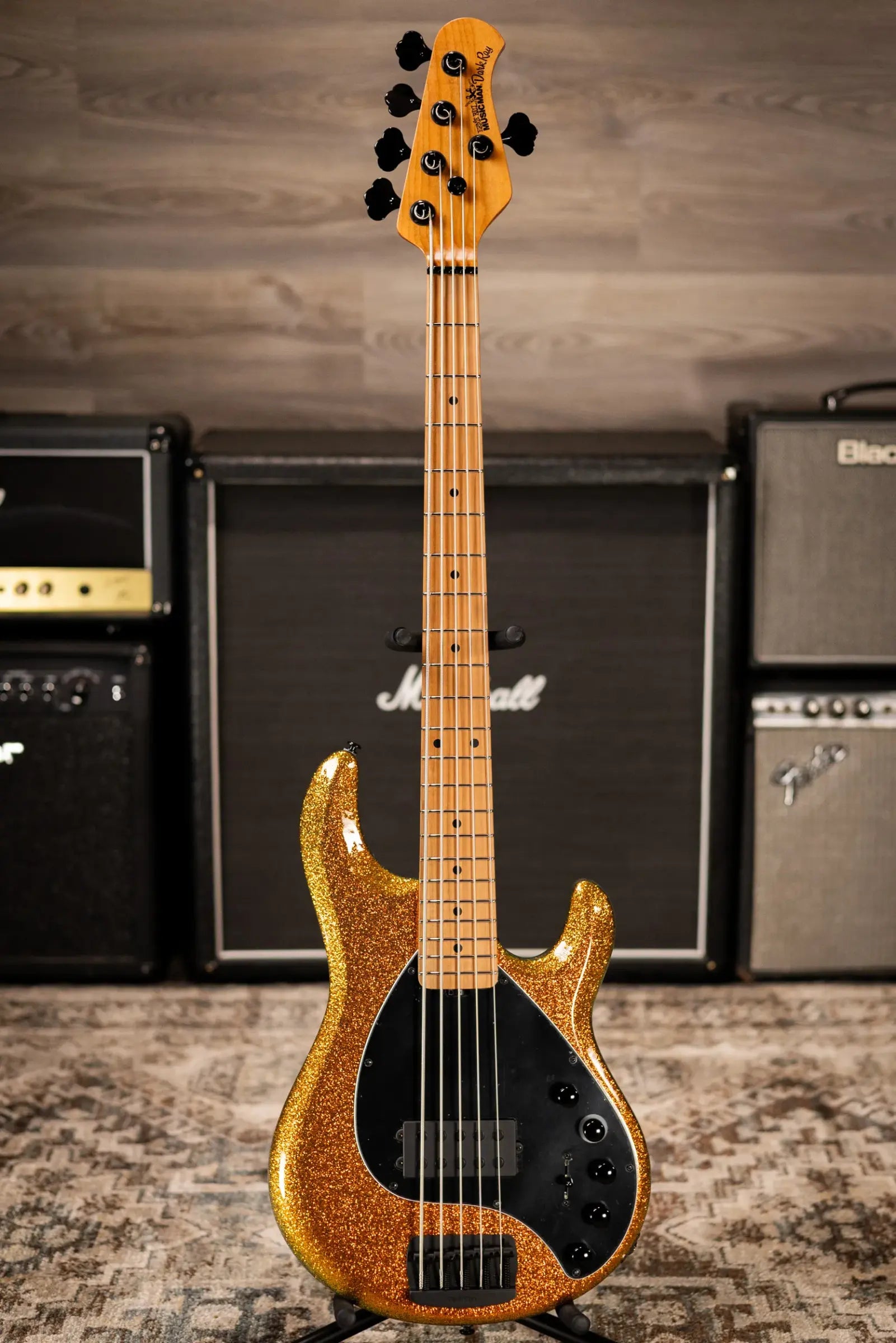 Ernie Ball Music Man DarkRay 5-String Bass - Gold Bar with Softshell Case
