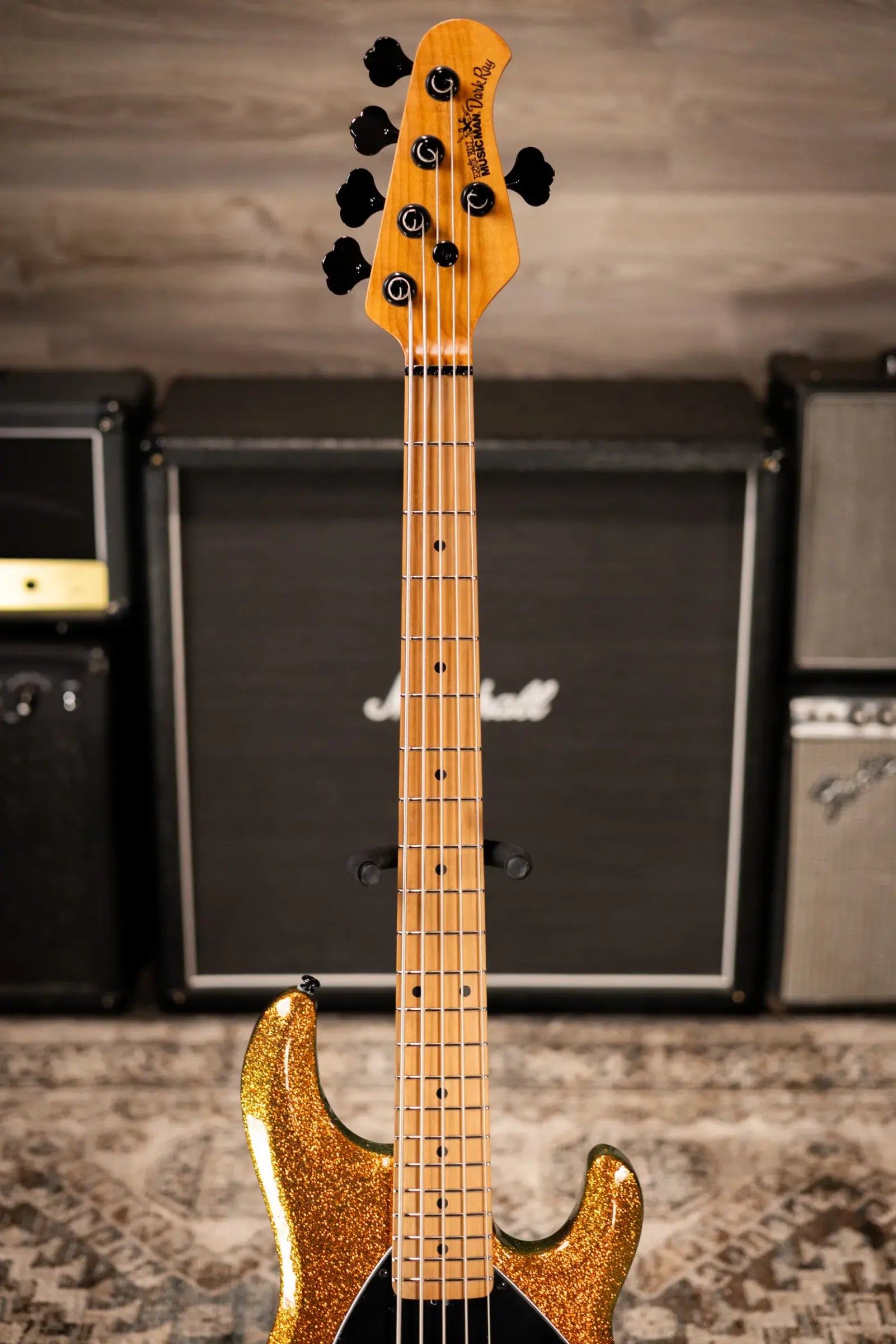 Ernie Ball Music Man DarkRay 5-String Bass - Gold Bar with Softshell Case