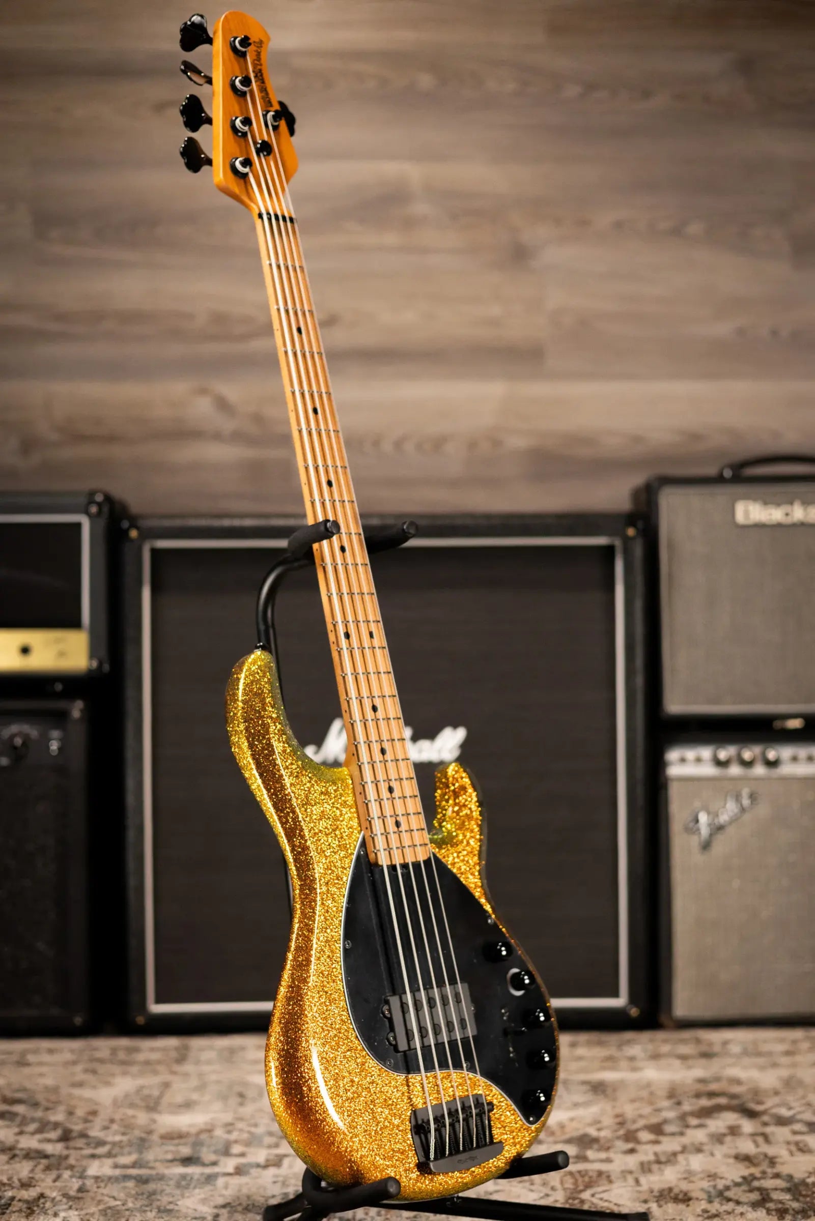 Ernie Ball Music Man DarkRay 5-String Bass - Gold Bar with Softshell Case
