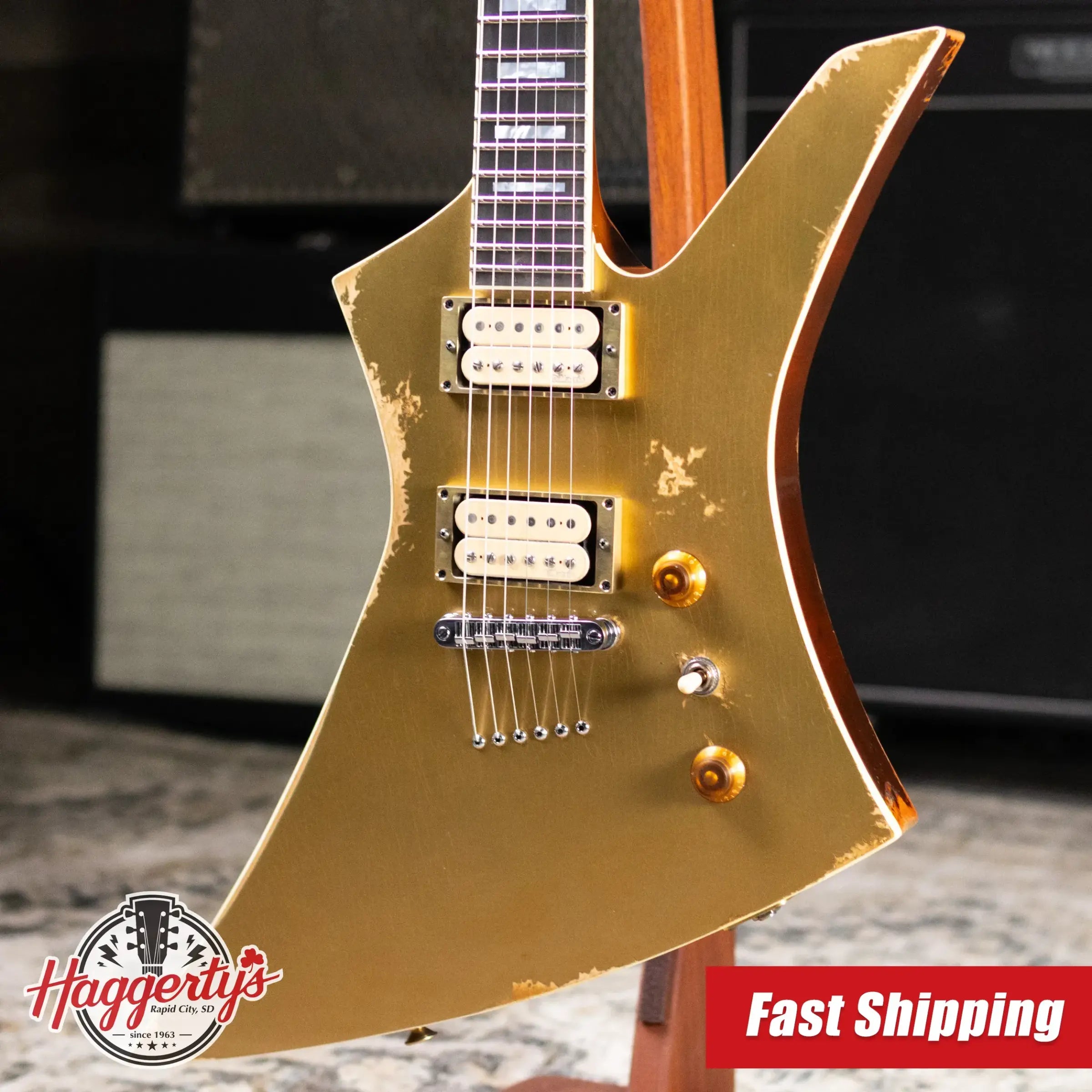 Jackson Custom Shop USA Special Edition Kelly Electric Guitar - Nitro-Relic Tour Gold Top with Hardshell Case