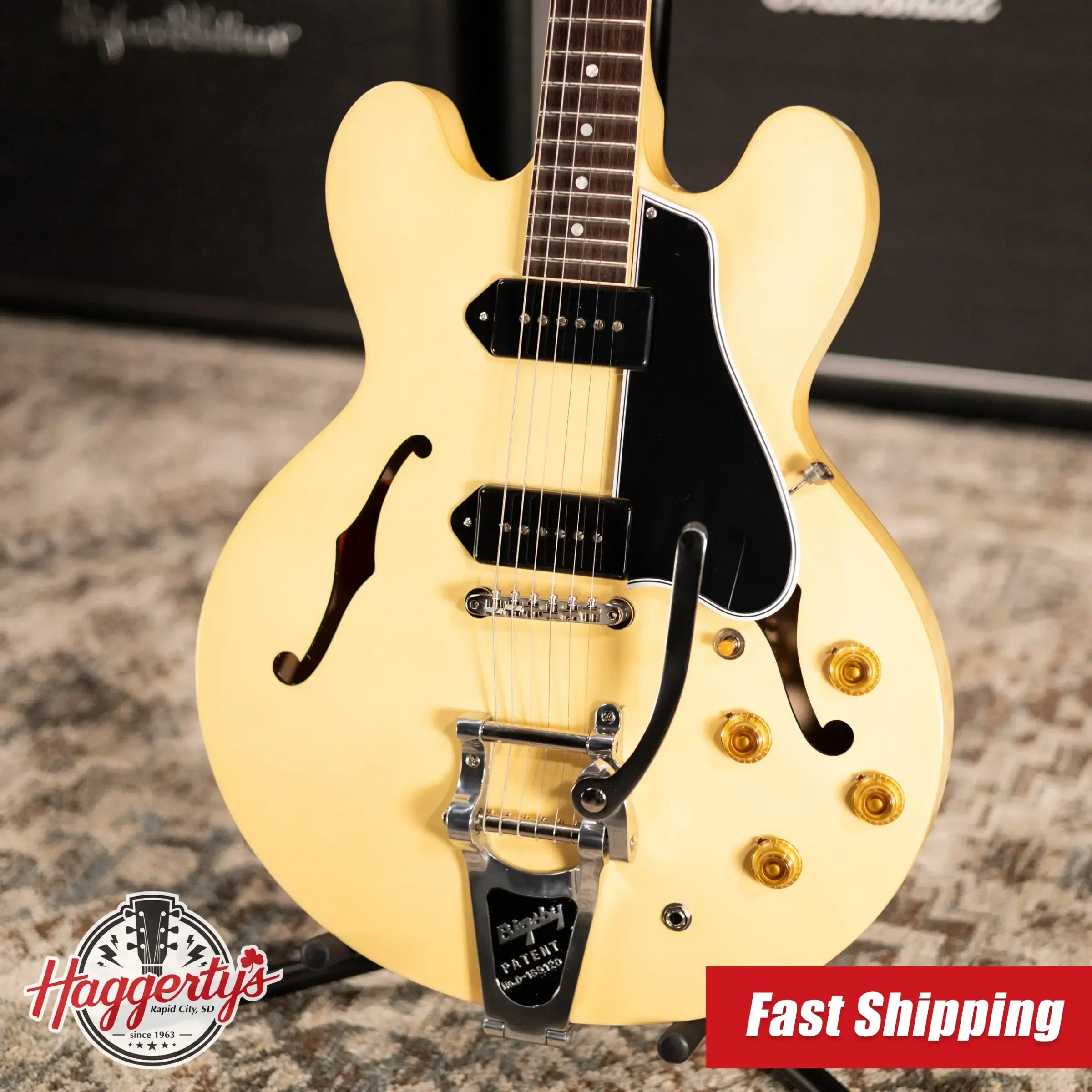 Gibson Custom Shop Limited Edition 1959 ES-330 Bigsby Reissue Hollow Body Electric Guitar - Antique White VOS with Hardshell Case