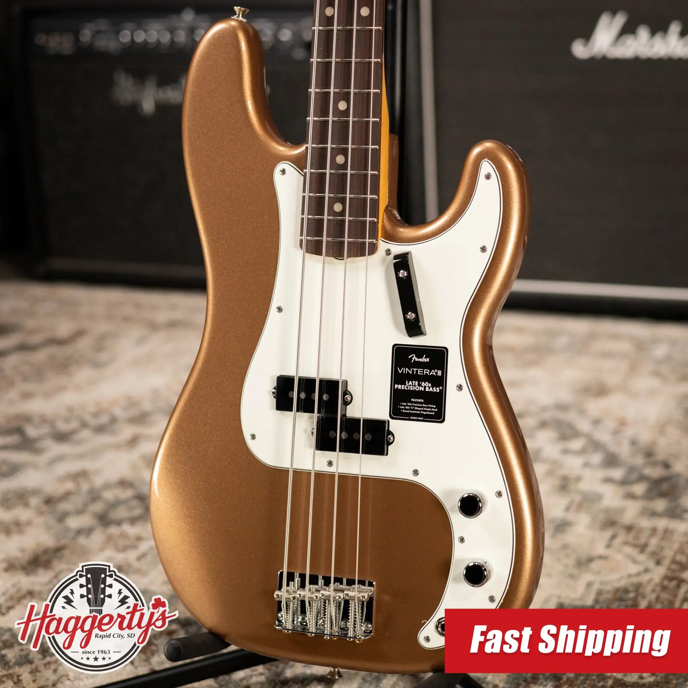 Fender Vintera III Late '60s Precision Bass - Firemist Gold with Gig Bag