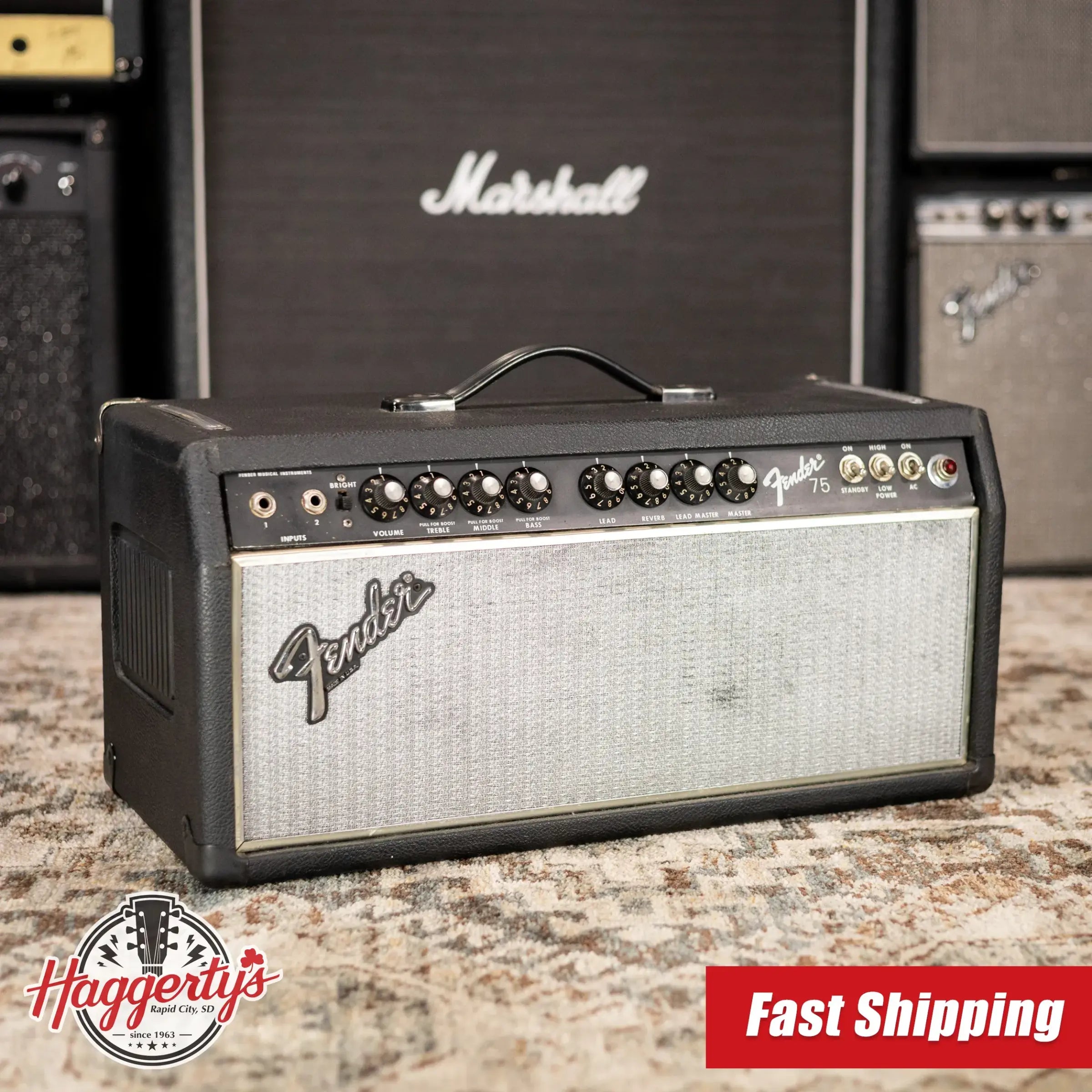 Fender 75 Vintage 1980 2-Channel 75w Hand-Wired Guitar Amplifier Head - Used