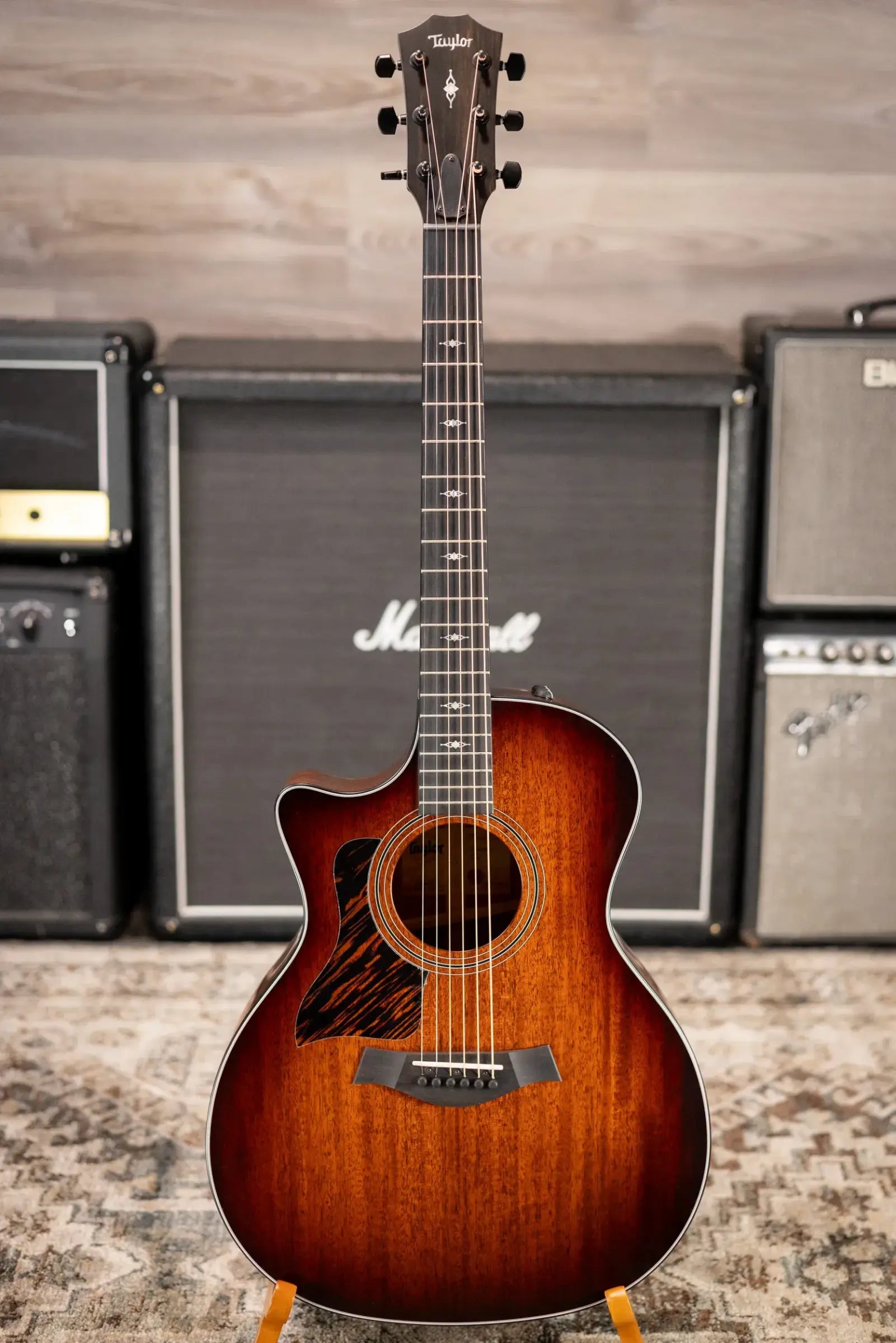 Taylor 324ce Left-Hand Grand Auditorium Acoustic/Electric Guitar - Shaded Edge Burst with Hardshell Case