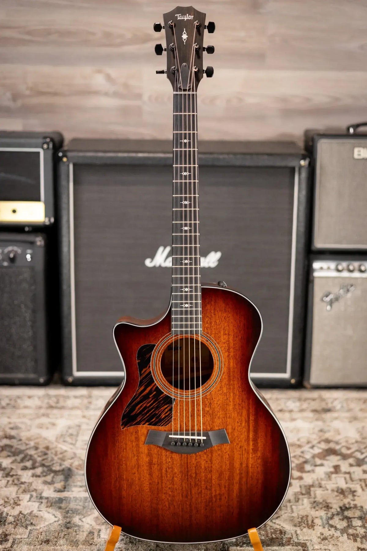 Taylor 324ce Left-Hand Grand Auditorium Acoustic/Electric Guitar - Shaded Edge Burst with Hardshell Case