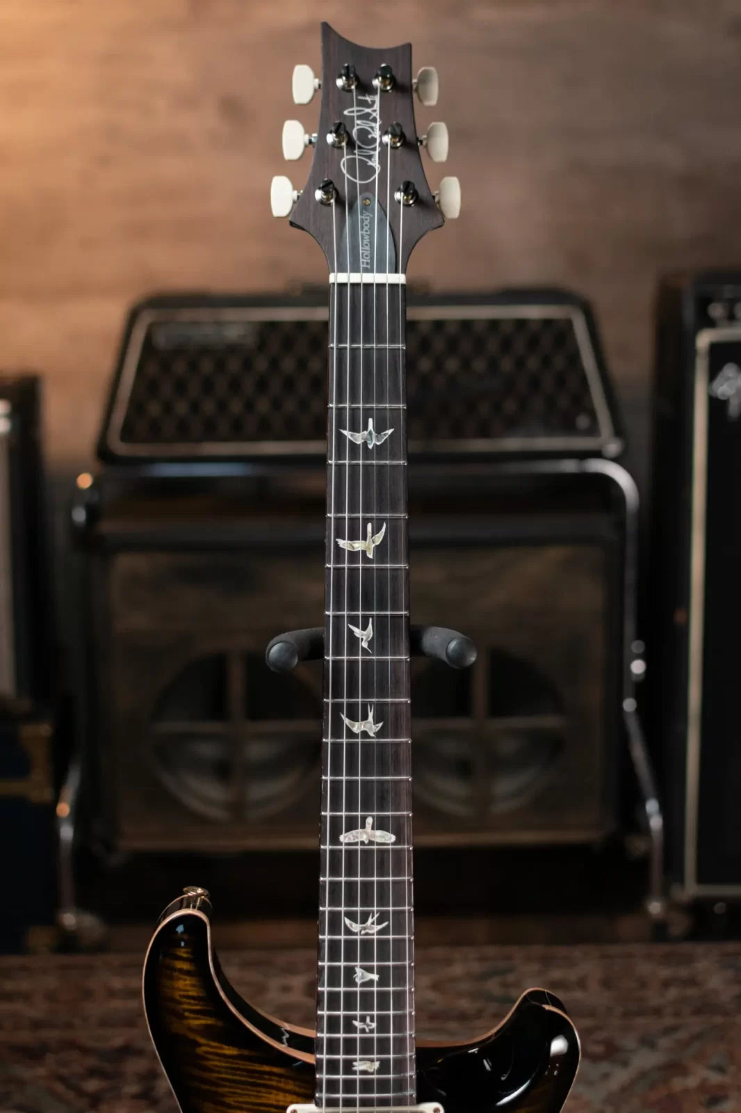 PRS Hollow Body II Piezo 10 Top Electric Guitar - Yellow Tiger Smokeburst with Hardshell Case