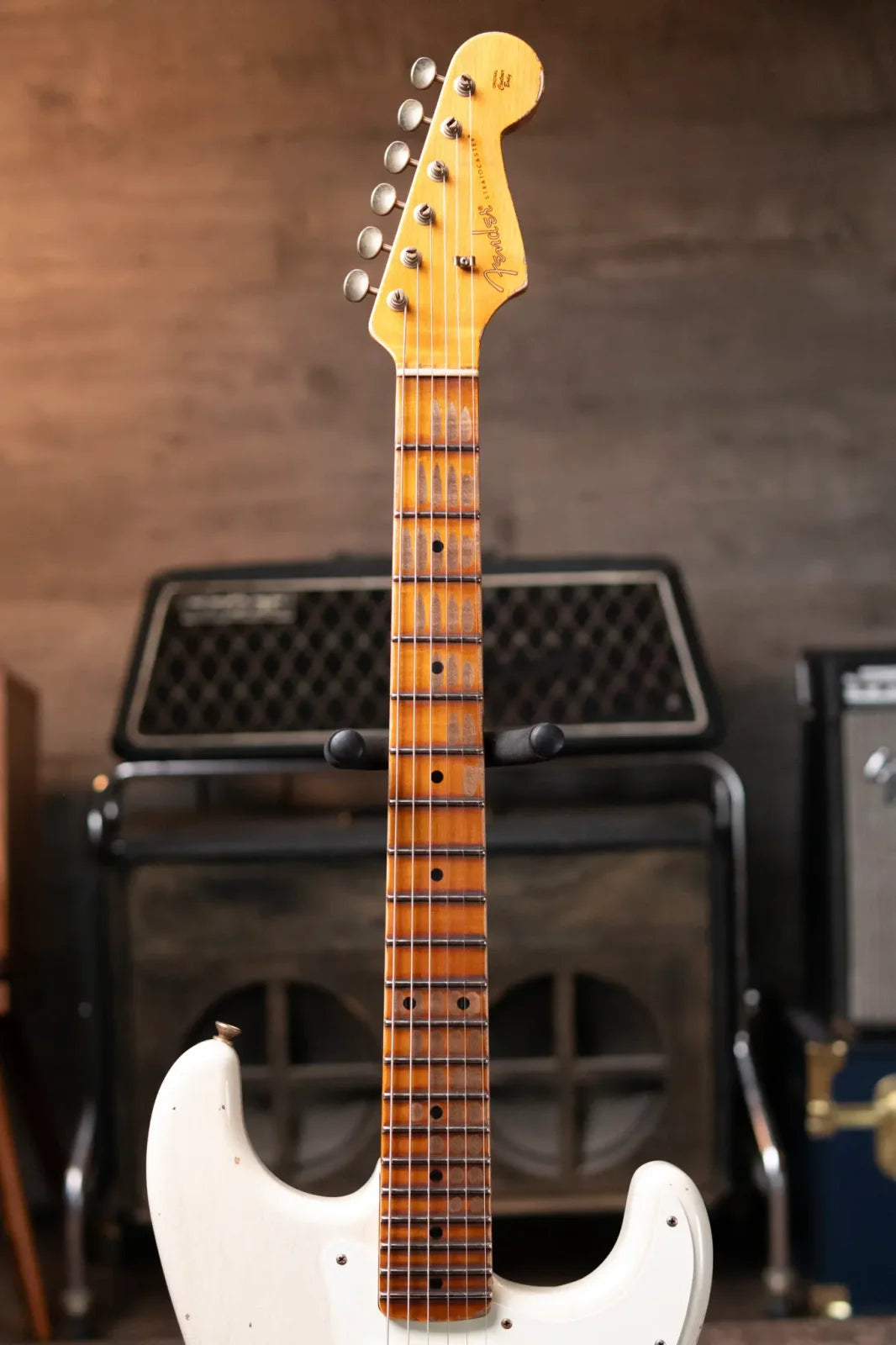 Fender Custom Shop Limited Edition Red Hot Hardtail Strat, 2A Flame Maple Neck and Fingerboard with Hardshell Case - Aged White Blonde