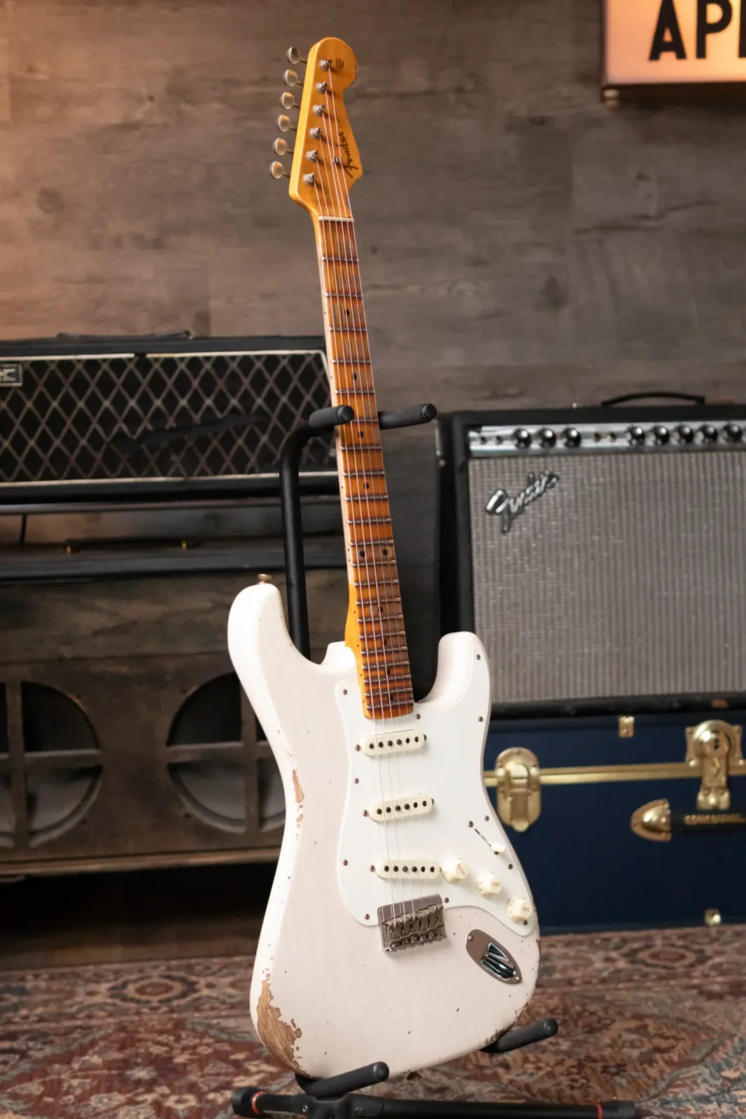 Fender Custom Shop Limited Edition Red Hot Hardtail Strat, 2A Flame Maple Neck and Fingerboard with Hardshell Case - Aged White Blonde