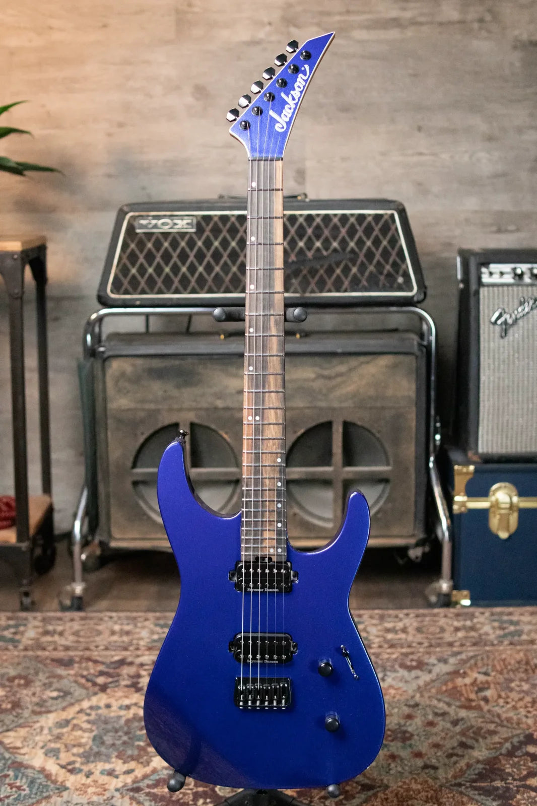 Jackson American Series Virtuoso HT, Streaked Ebony Fingerboard - Mystic Blue with Structured Soft Case - Demo