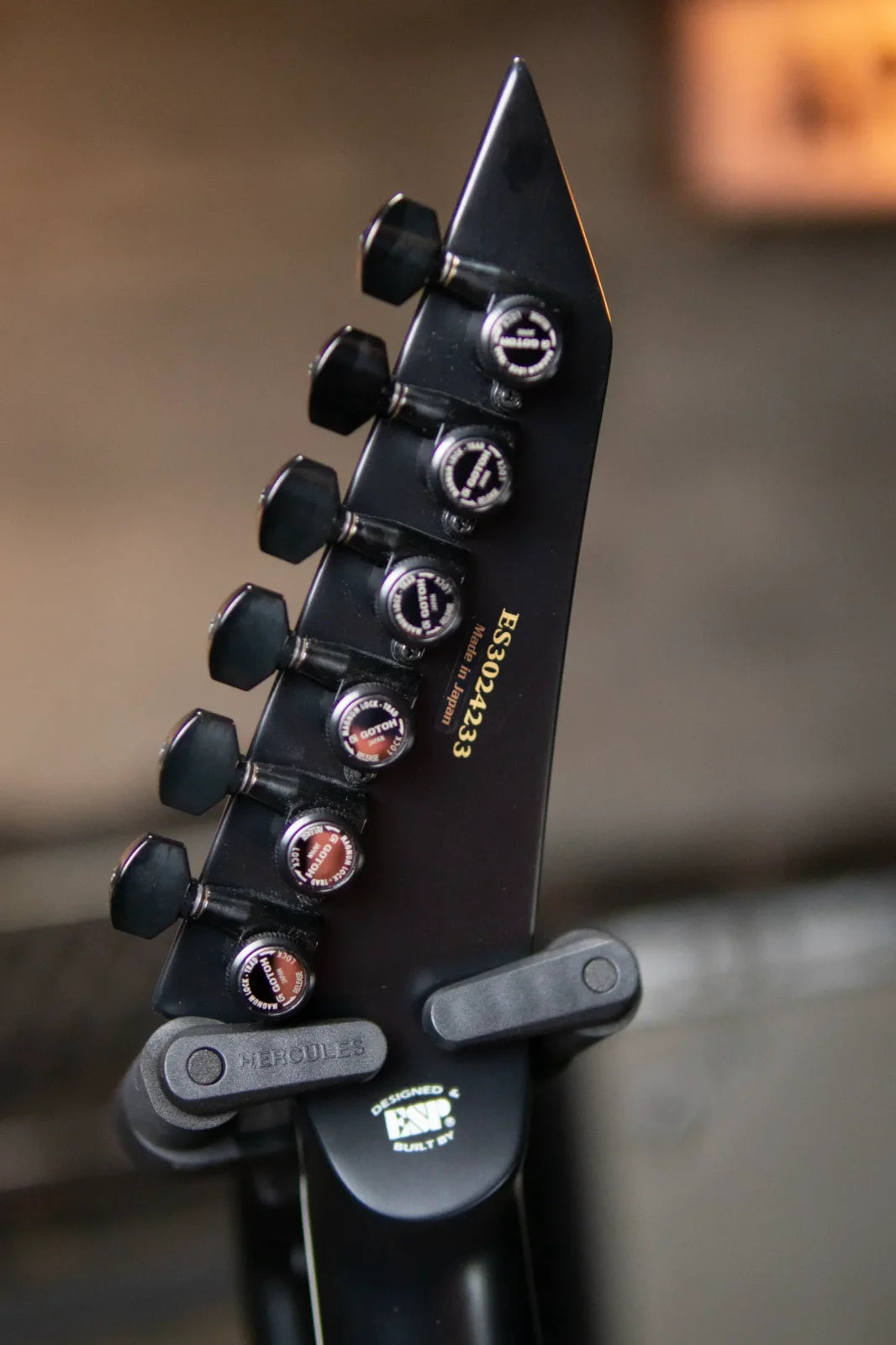 ESP E-II Arrow, Burl Maple - Nebula Black Burst with Hardshell Case