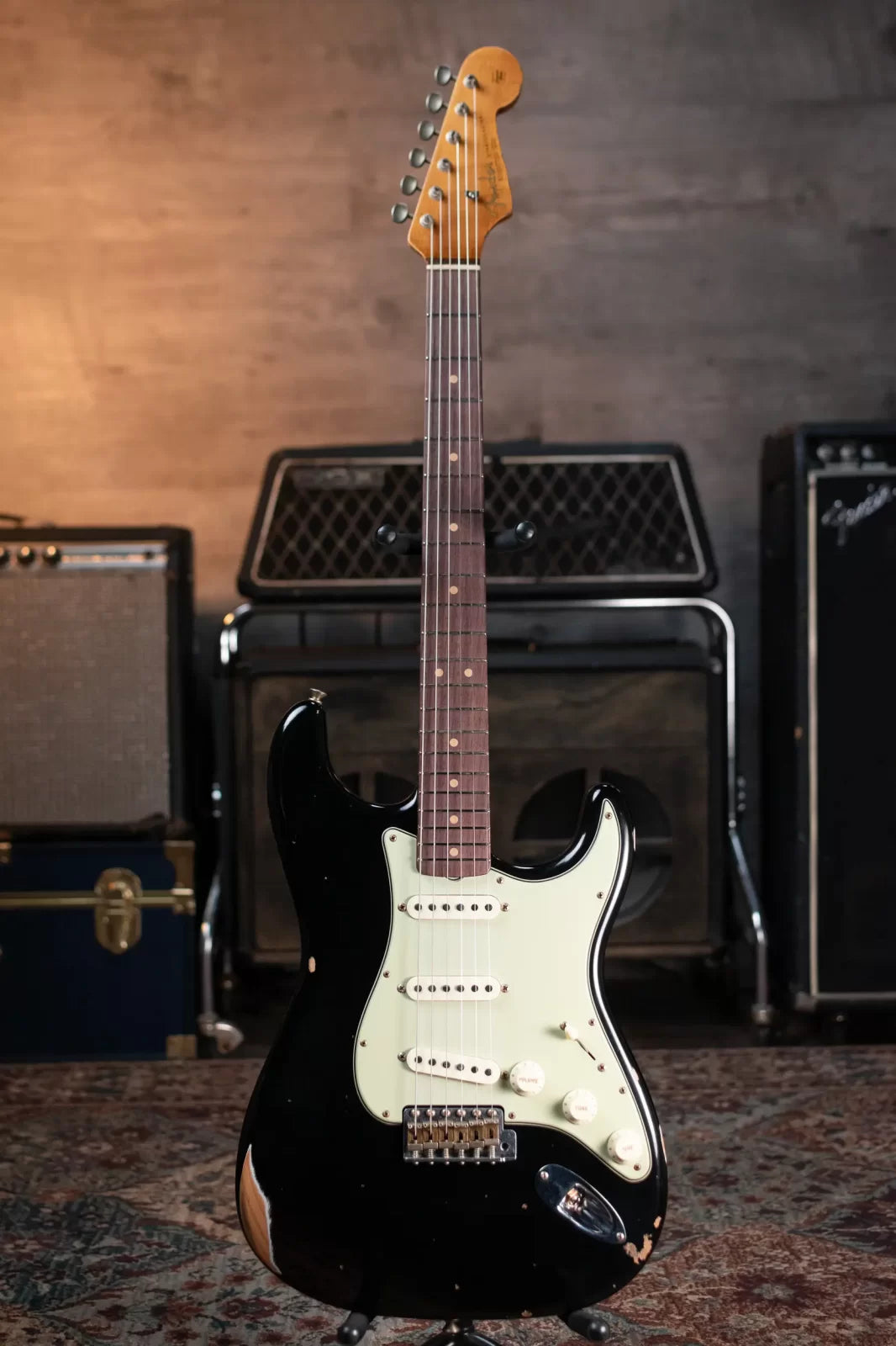Fender Custom Shop Limited Edition ‘63 Strat Journeyman Relic Electric Guitar - Aged Black with Hardshell Case