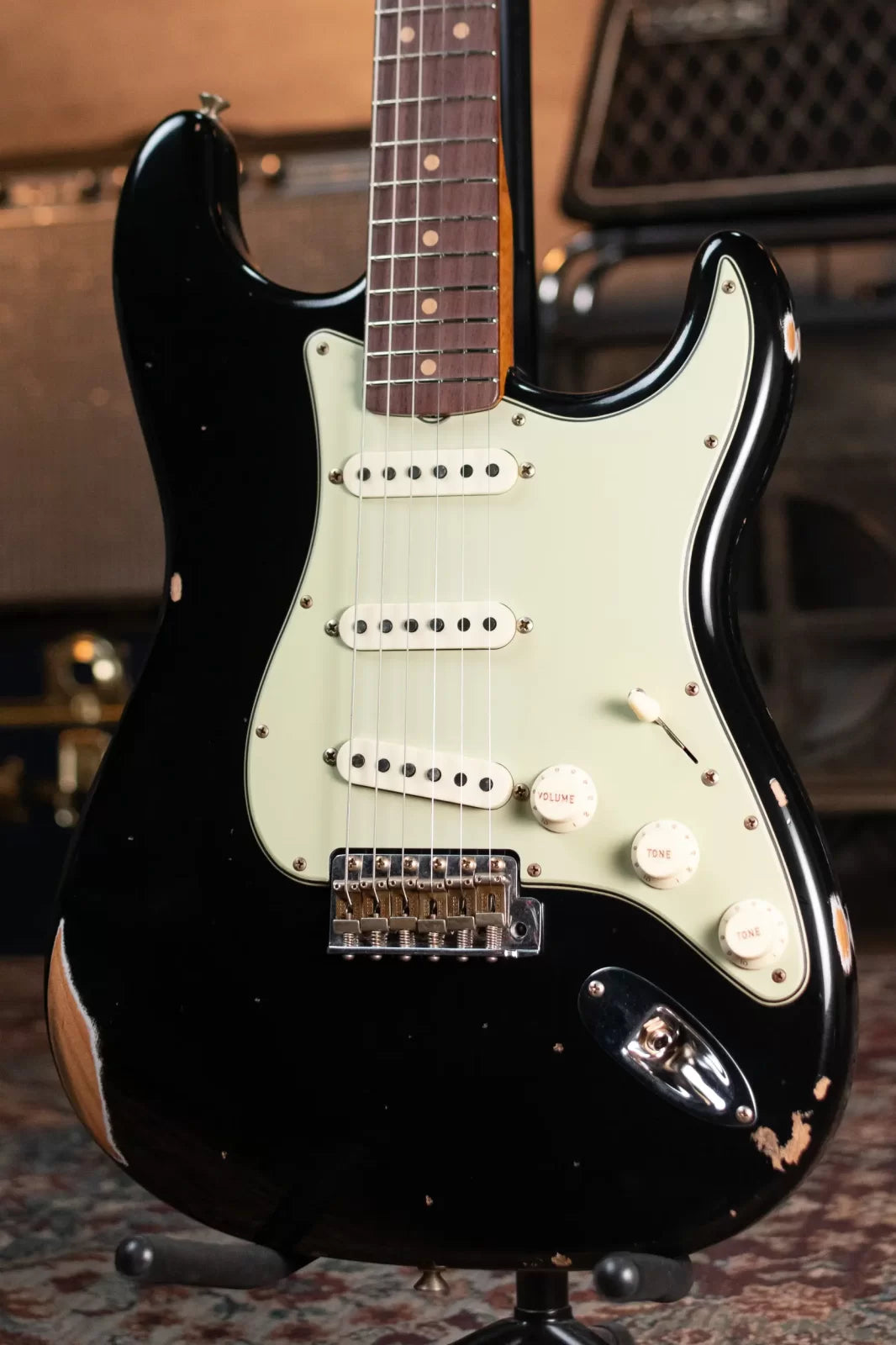 Fender Custom Shop Limited Edition ‘63 Strat Journeyman Relic Electric Guitar - Aged Black with Hardshell Case