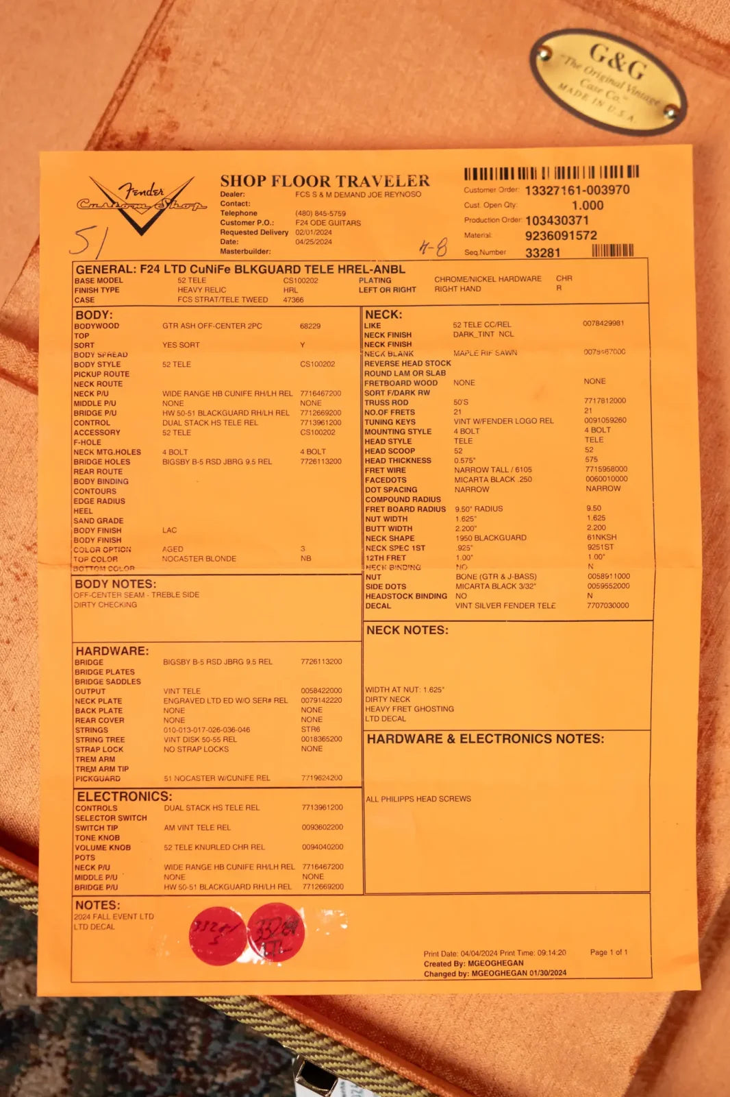 Fender Custom Shop Limited Edition CuNiFe Telecaster Custom Heavy Relic 1-Piece Maple Neck - Aged Nocaster Blonde